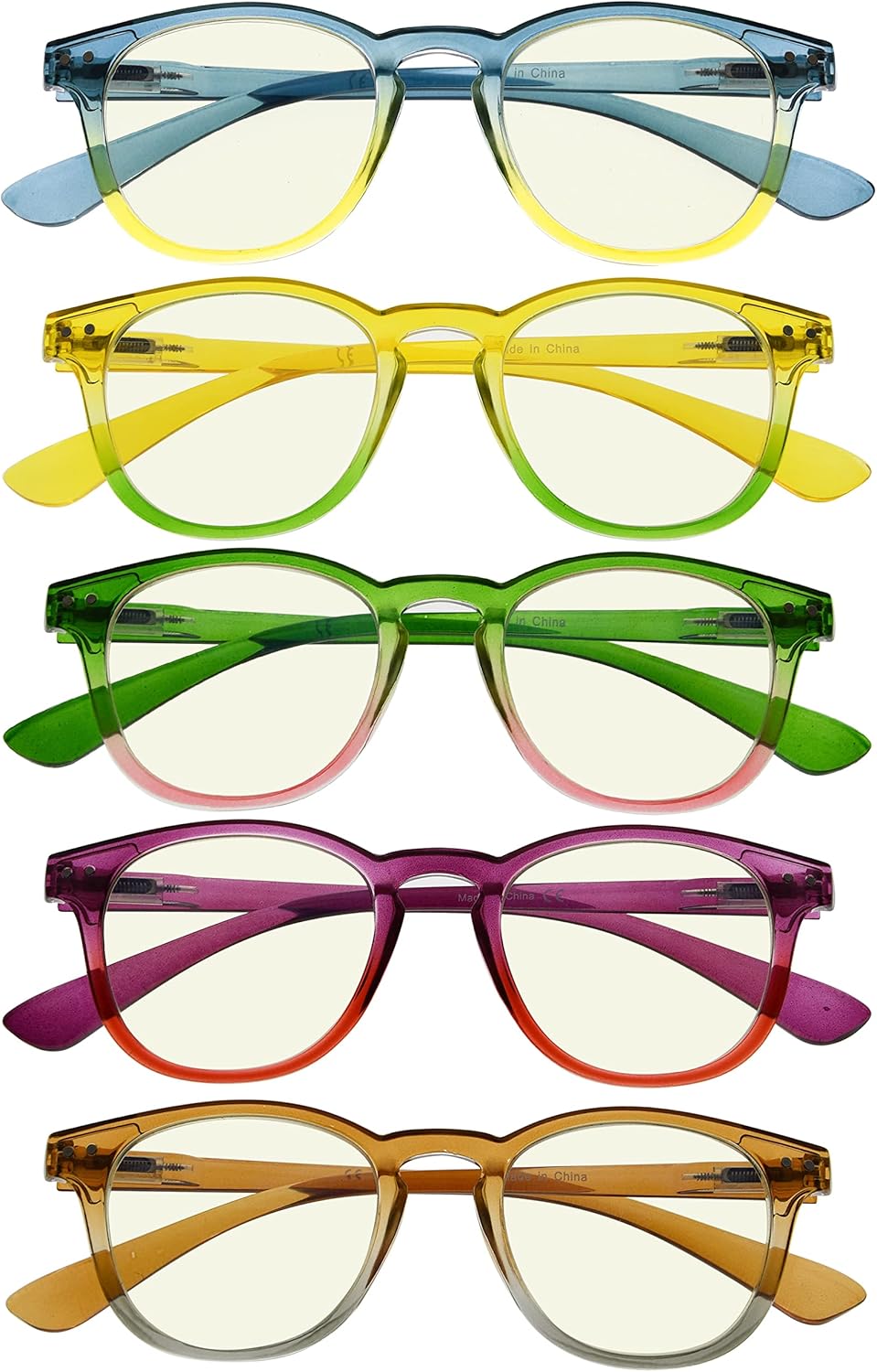 Eyekepper 5 Pack Reading Glasses Blue Light Blocking Digital Eye Strain Computer Readers +3.50