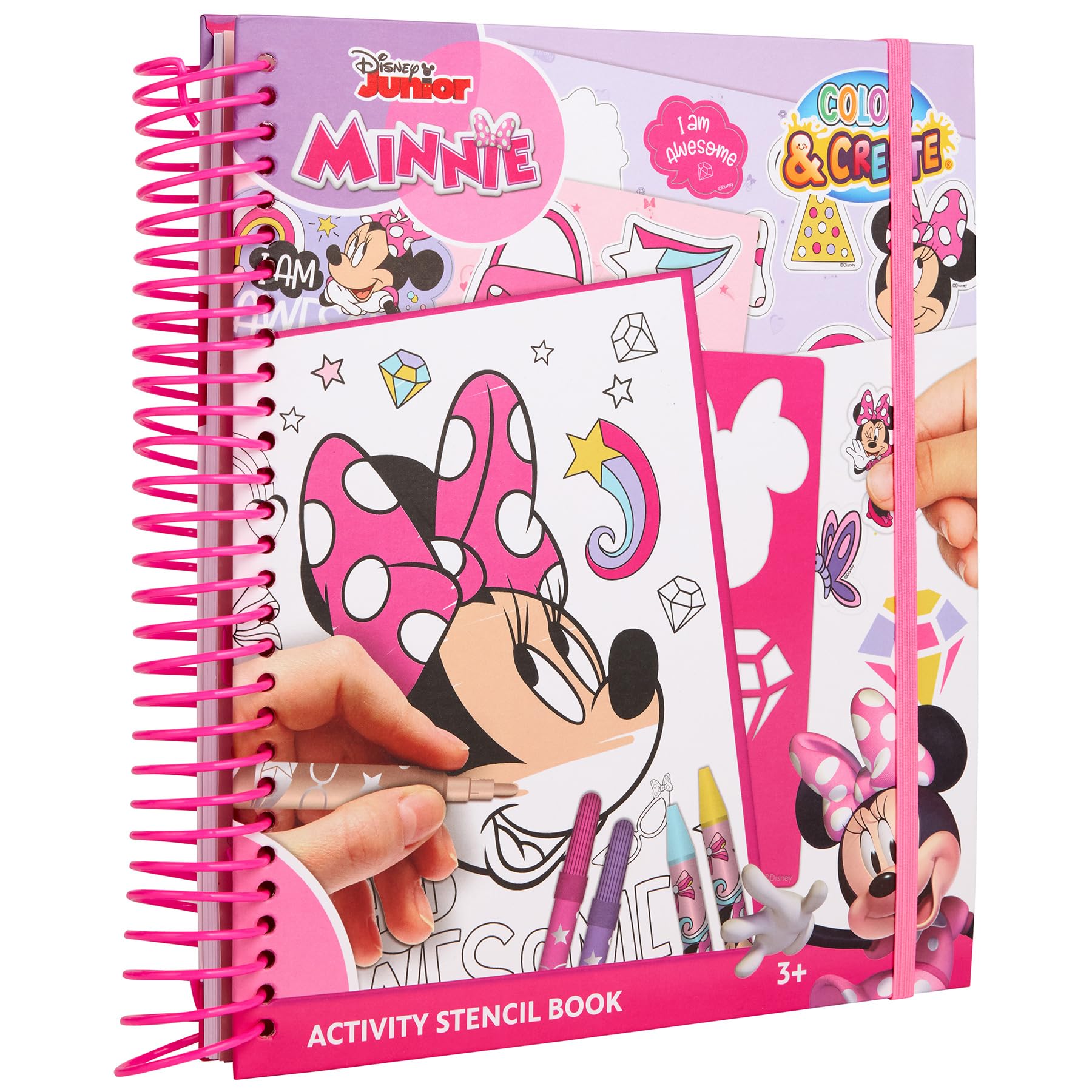 Disney Minnie Mouse – Zestaw Kreatywny z Naklejkami, Szablonami i Kolorowankami – Zestaw Do Rysowania i Kolorowania Dla Dzieci od 3 Lat – Idealny w Podróży i w Domu (MM24356)