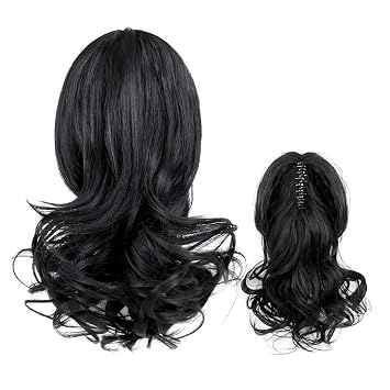 14Inches Claw Clip Ponytail Extension Synthetic Hair Extension Ponytail Clip on Ponytail For Women Natural Looking HairpieceBlack