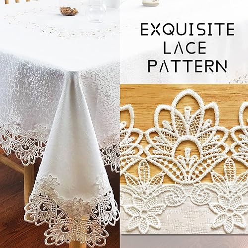 Miniatura 3 de Manteles para mesas rectangulares de encaje de peonía, 72 x 108 pulgadas, decoración elegante para comedor, hogar, vacaciones, fiesta, cocina,