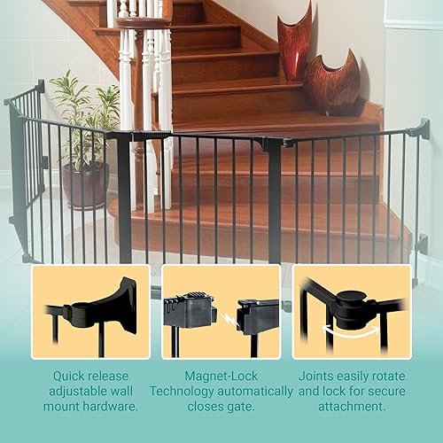 Miniatura 2 de KidCo Puerta de seguridad giratoria con cierre automático ajustable para bebés y niños pequeños con puerta de 30 pulgadas, color negro