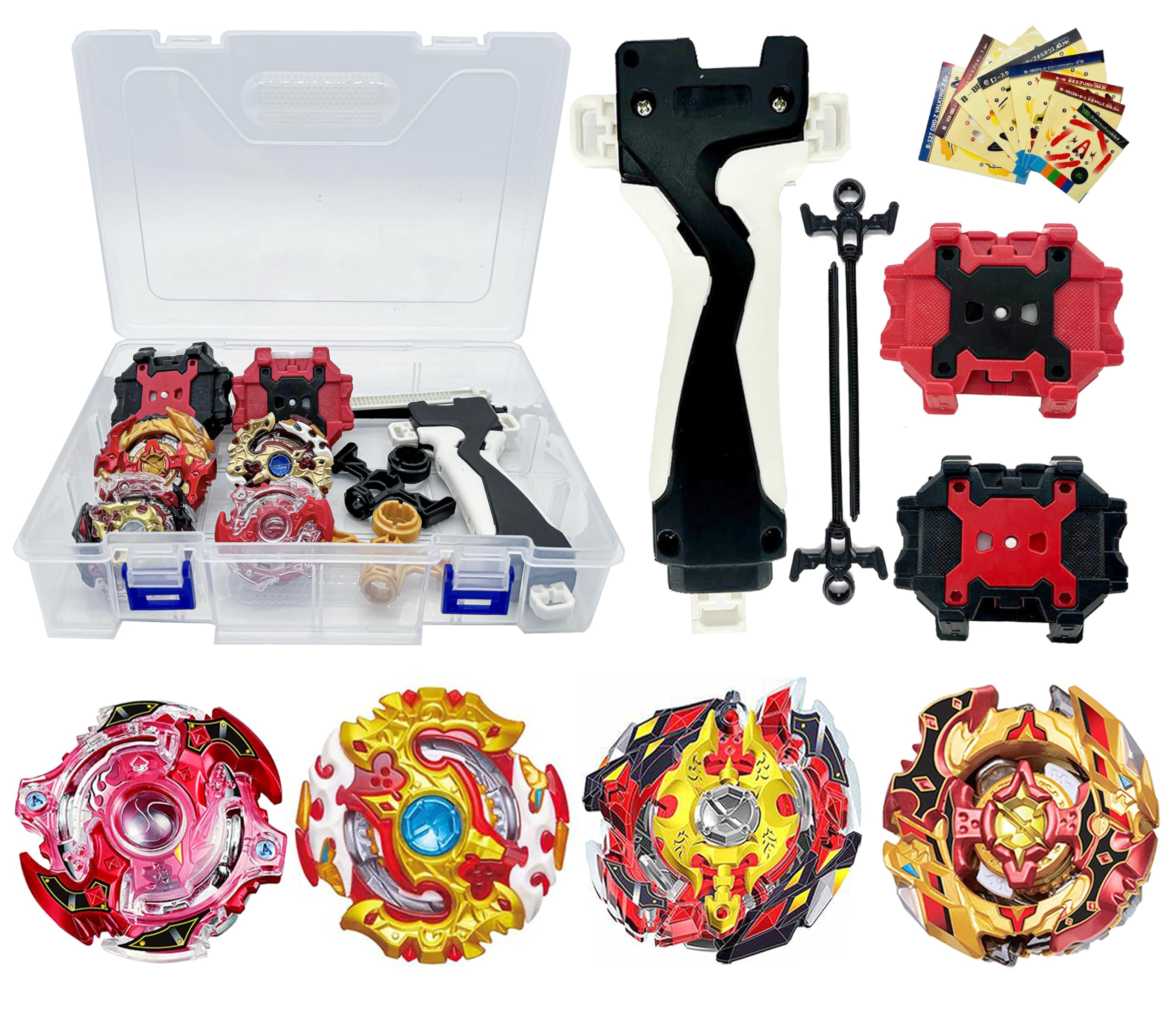 Gytobytle Spriggan 4in1 Bey Spinning Tops with Box Burst Blade Battling Battle Gyros Set, with Launcher Handle
