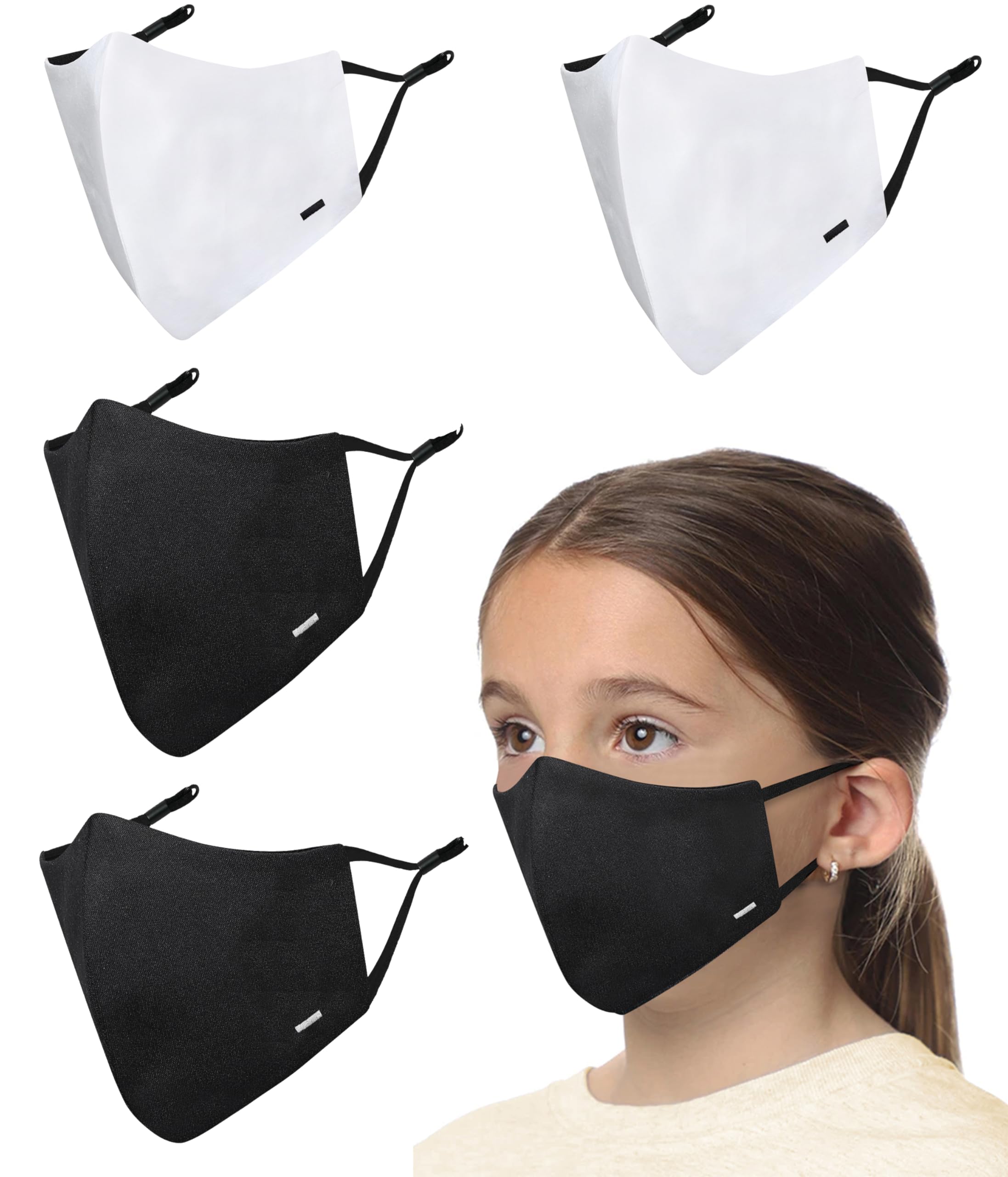 masq By Q-One School 4 Layer, Reusable, with Lanyard & Ear Adjusters, Embroidered Cotton Cloth Face Mask for Kids-picture-45