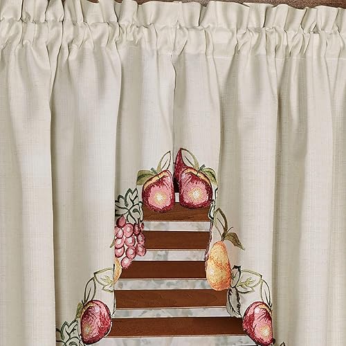 Miniatura 3 de Touch of Class Par de cenefas bordadas fructíferas para ventana de avena flameada, 60 x 36