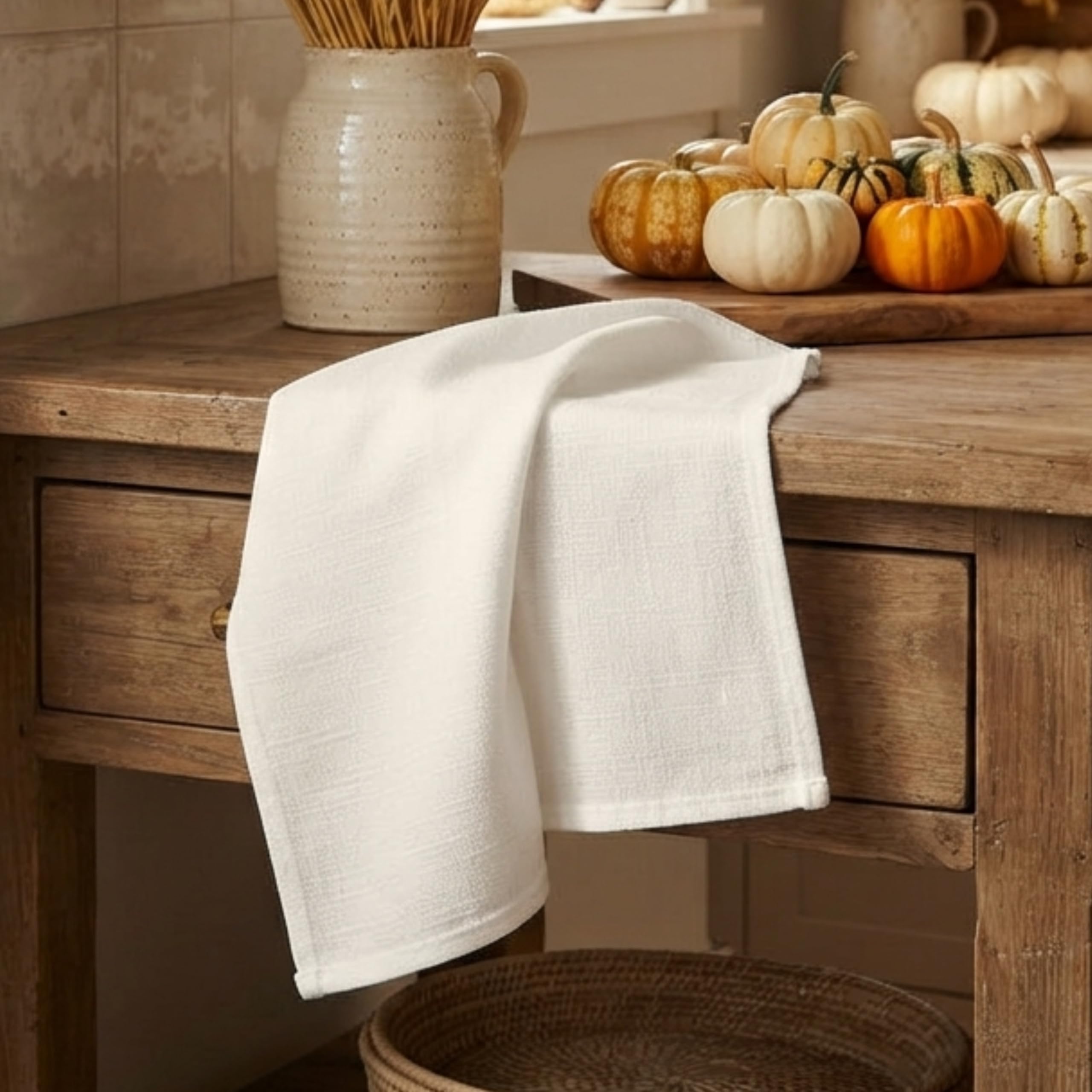 Asciugamani per sacco di farina, strofinacci per artigianato, asciugamani da cucina in cotone bianco per ricamo, copertura in lino per lievitazione del pane, spessi e assorbenti ad