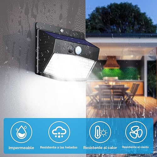 Miniatura 4 de Peasur Paquete de 6 luces solares para exteriores, sensor de movimiento, luces de seguridad solares impermeables con 3 modos de iluminación, luces
