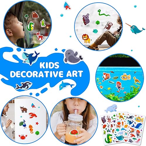 Miniatura 5 de Paquete de 2 libros de calcomanías reutilizables para niños, libros de actividades temáticas con calcomanías grandes de gelatina para niños y niñas