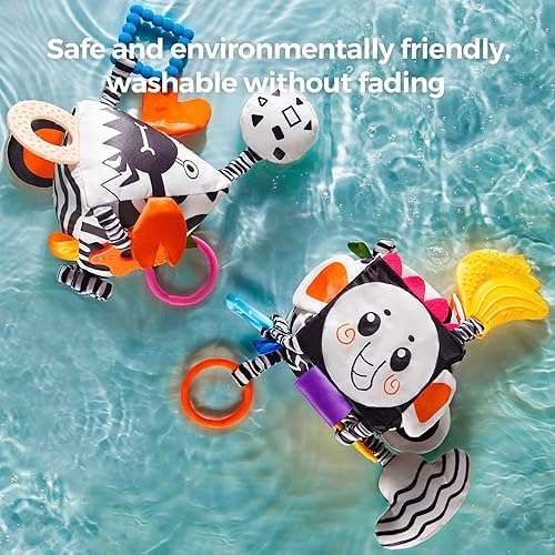 Miniatura 8 de TUMAMA Juguetes para bebés de alto contraste, juguetes infantiles en blanco y negro de 0 a 3 meses para recién nacidos, juguetes sensoriales suaves