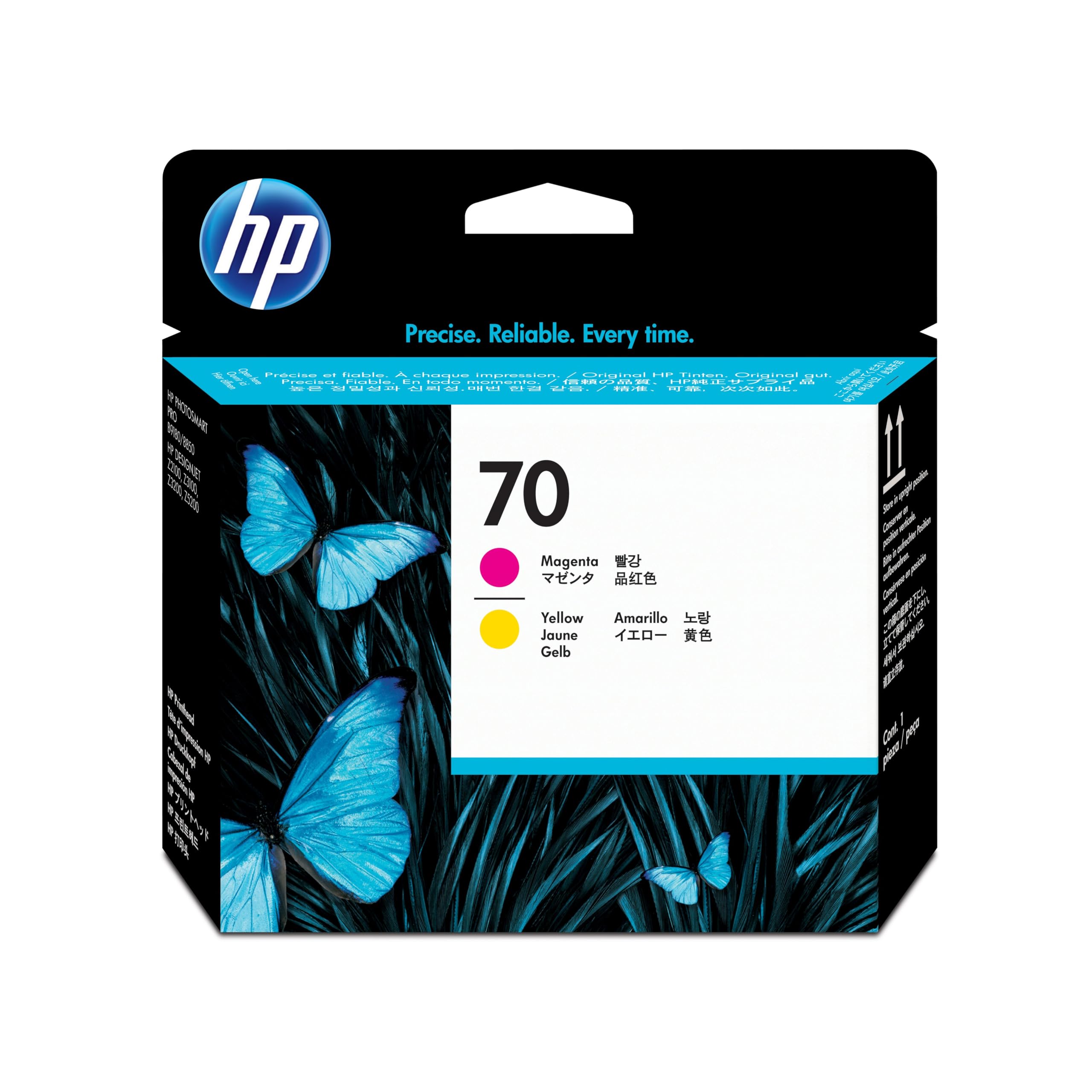 HP 70 C9406A, Testina di Stampa Originale 100 Pagine, Compatibile con Stampanti DesignJet Z2100, Z3100, Z3200 e Z5200, Magenta e Giallo