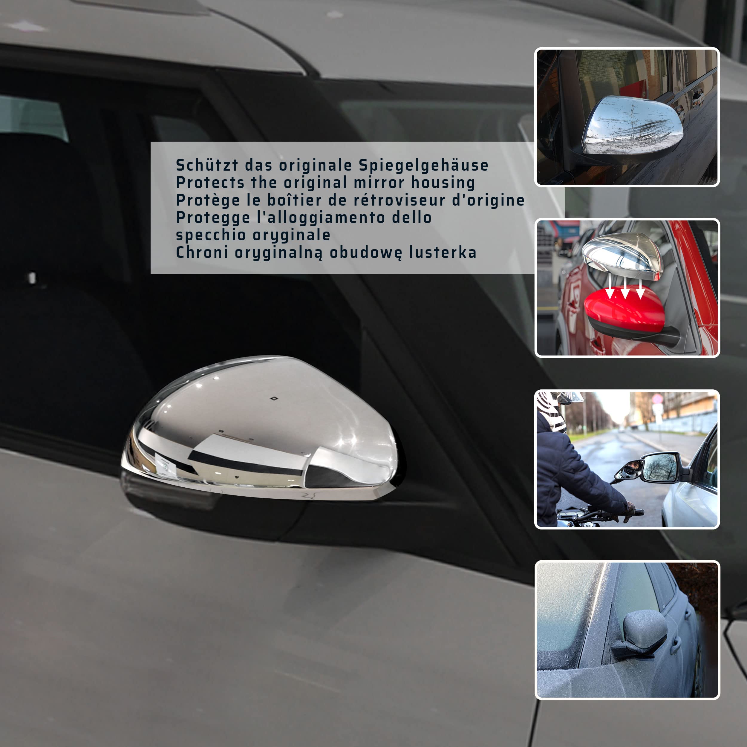 CHROMEMASTER | Nakładki na Lusterka Zewnętrzne | Kompatybilne z VW Tiguan 5N 2007-2016 | Stal nierdzewna; Osłony Lusterek to Niepowtarzalny Wygląd Auta i Ochrona Przed Uszkodzeniem