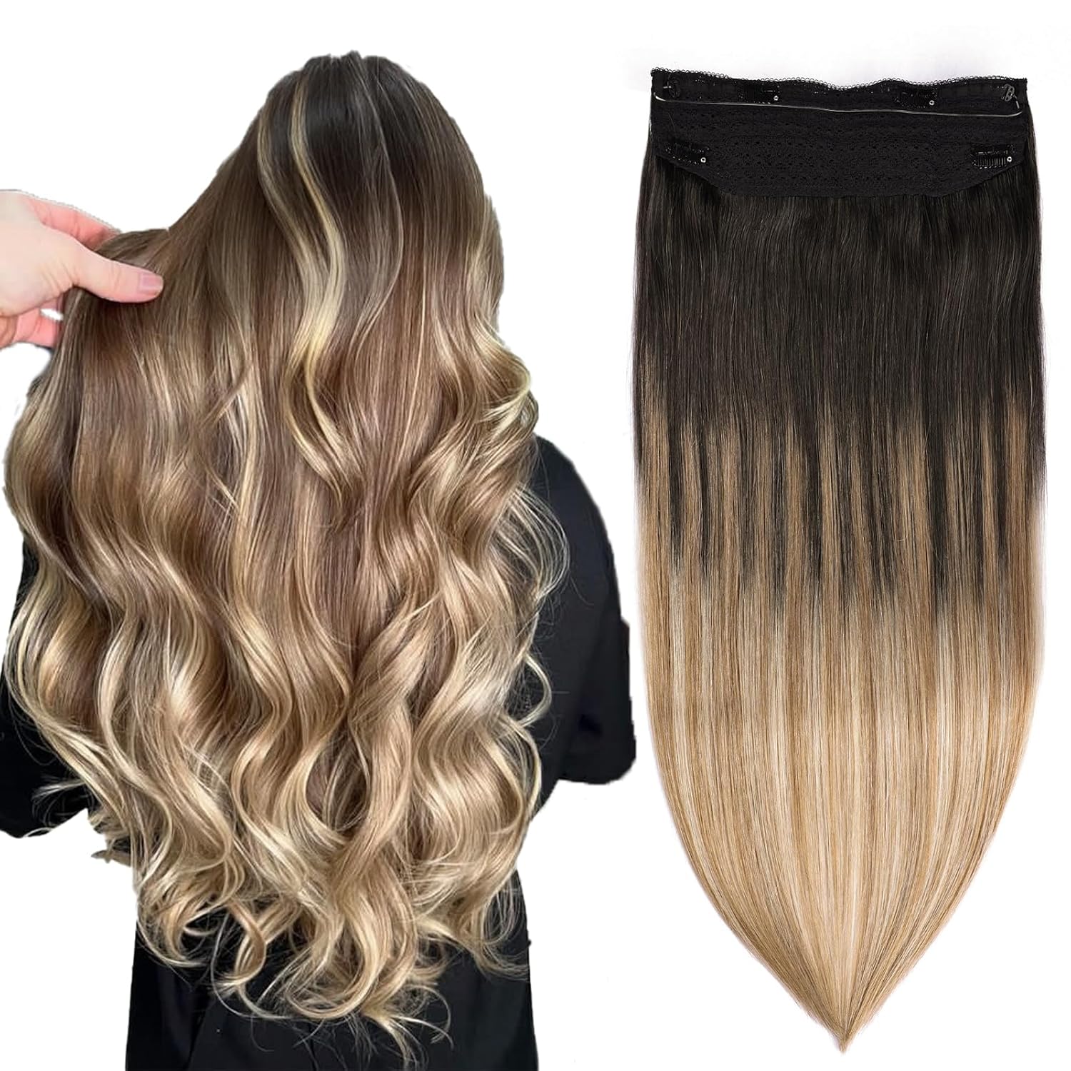 DIYOMO Halo Hair Extensions Halo Hair Extensions Real