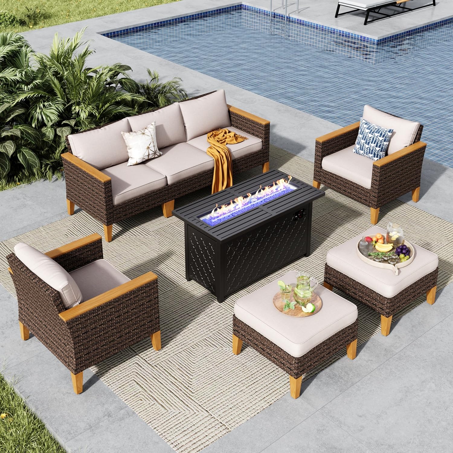 Wisteria Lane Aluminum Patio Furniture Set, Seats Metal Outdoor