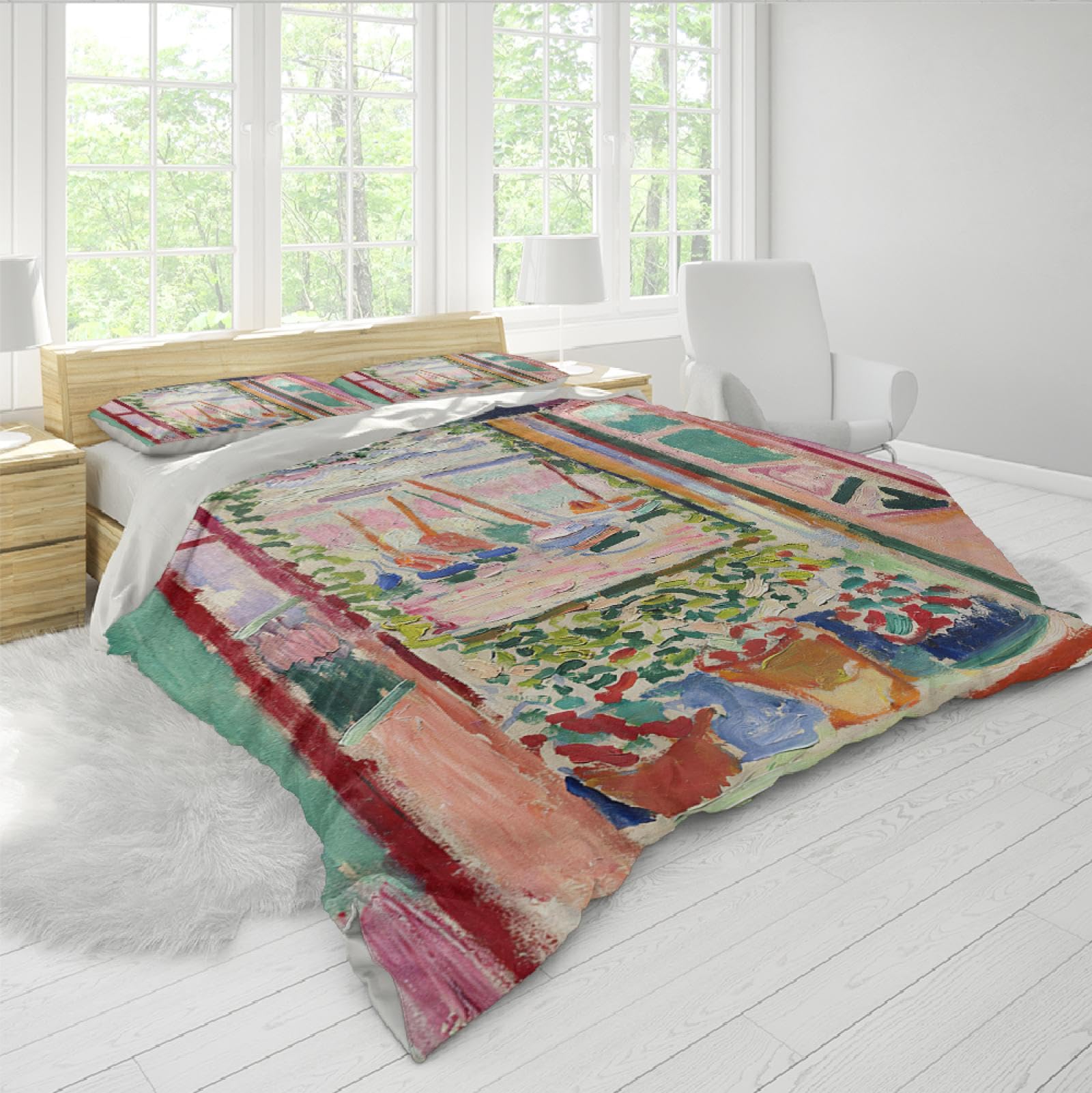 Housse de couette motif fenêtre pour décoration de dortoir et chambre d'étudiant