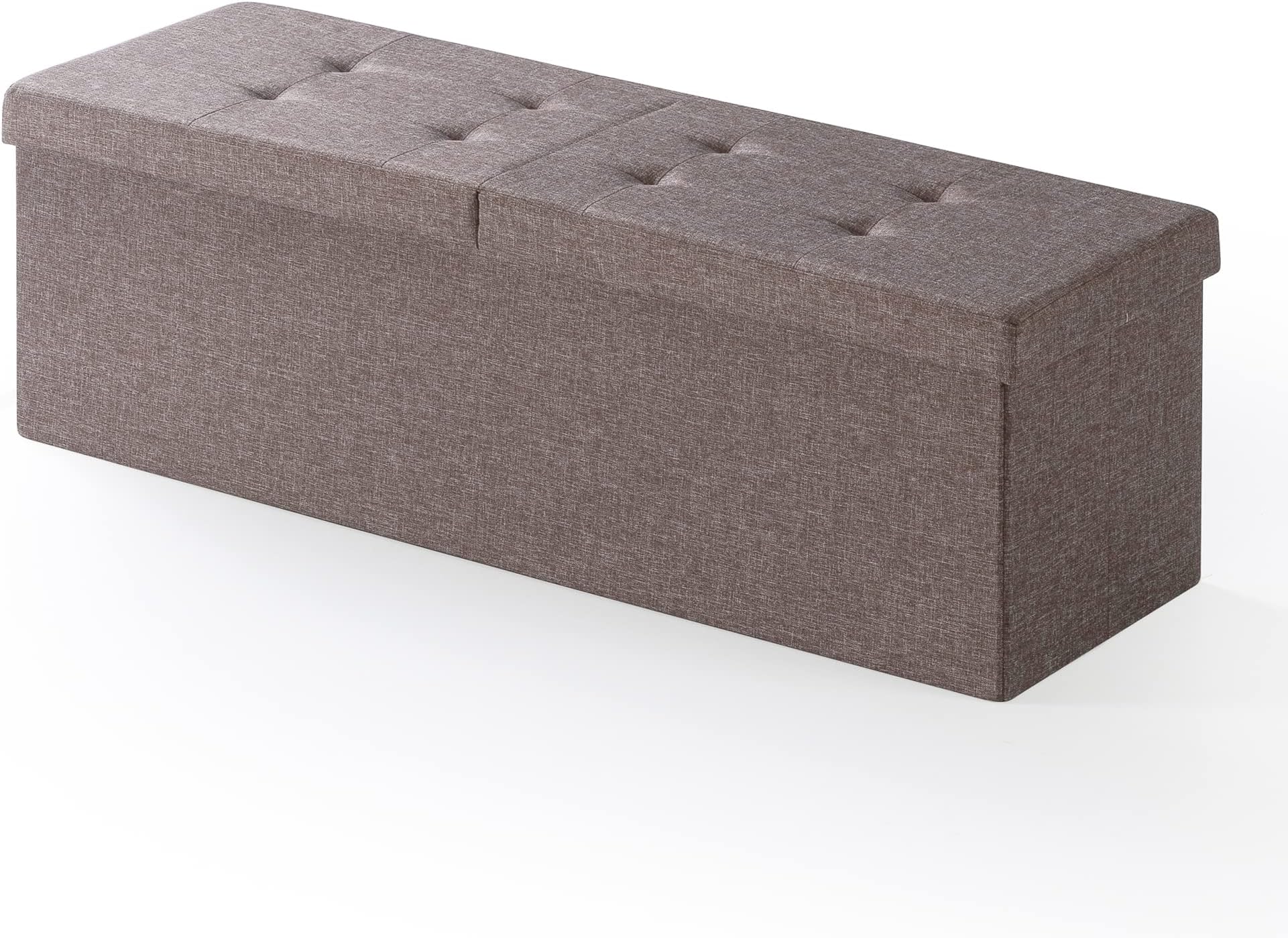 Otto & Ben 45" Storage Ottoman with SMART LIFT Top, Upholstered Tufted Bench, Foot Rest, Brown, 14.96"D x 44.88"W x 14.96"H