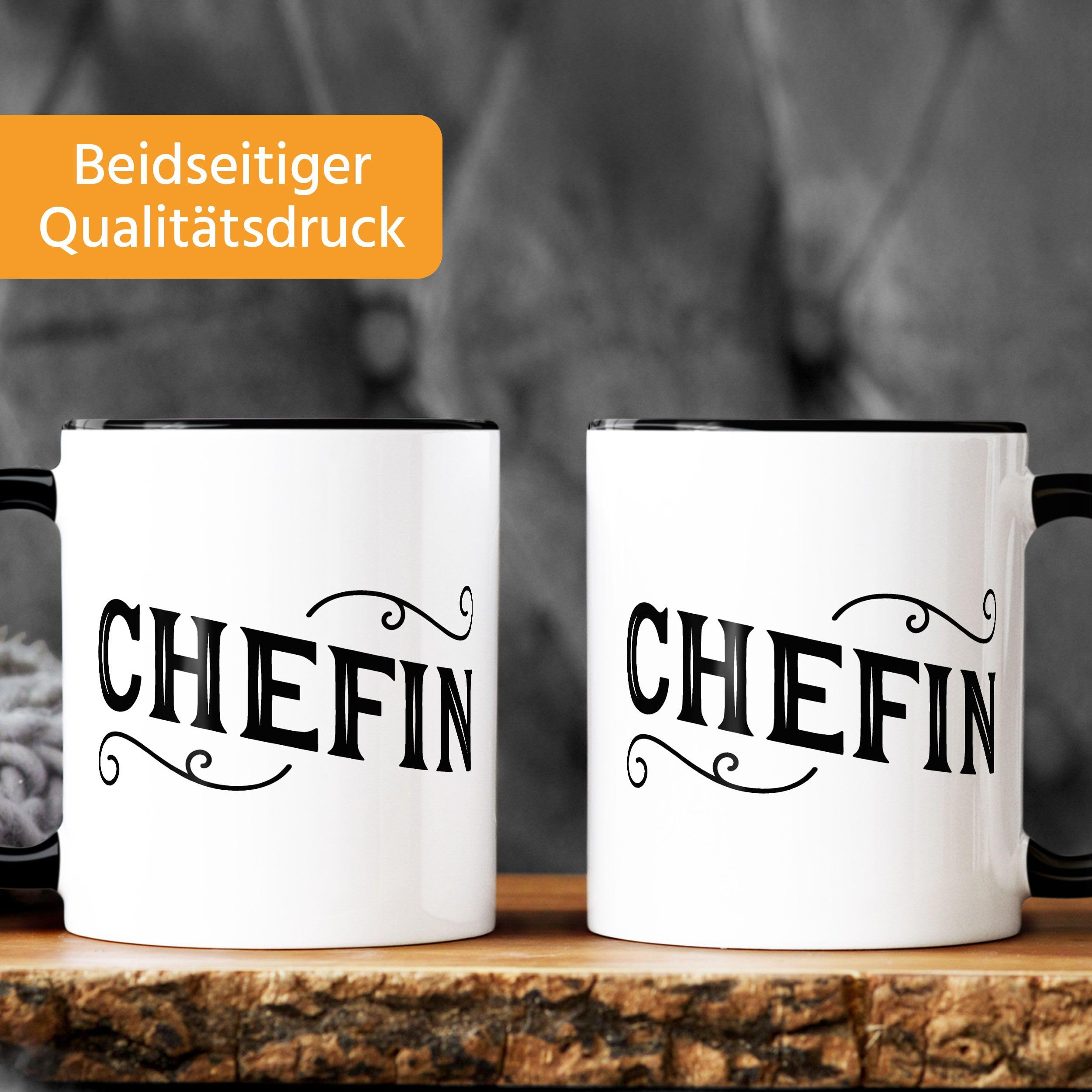 MoonWorks Chef-Tasse – 375 Ml, Keramik, Farbiger Rand & Henkel, Spülmaschinenfest – Lustiges Geschenk