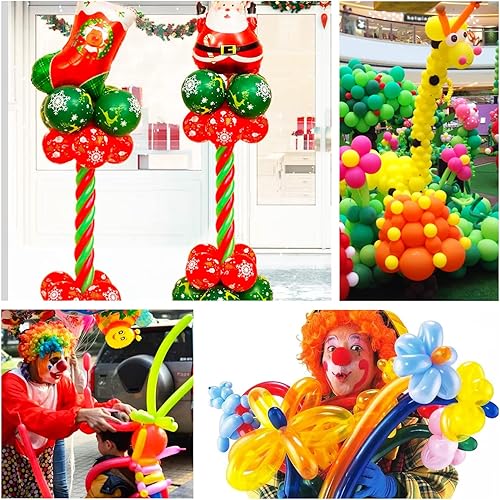 Miniatura 35 de Paquete de 260 globos largos, 100 globos negros de animales torcidos, globos mágicos largos de látex grueso para modelos de animales, Halloween