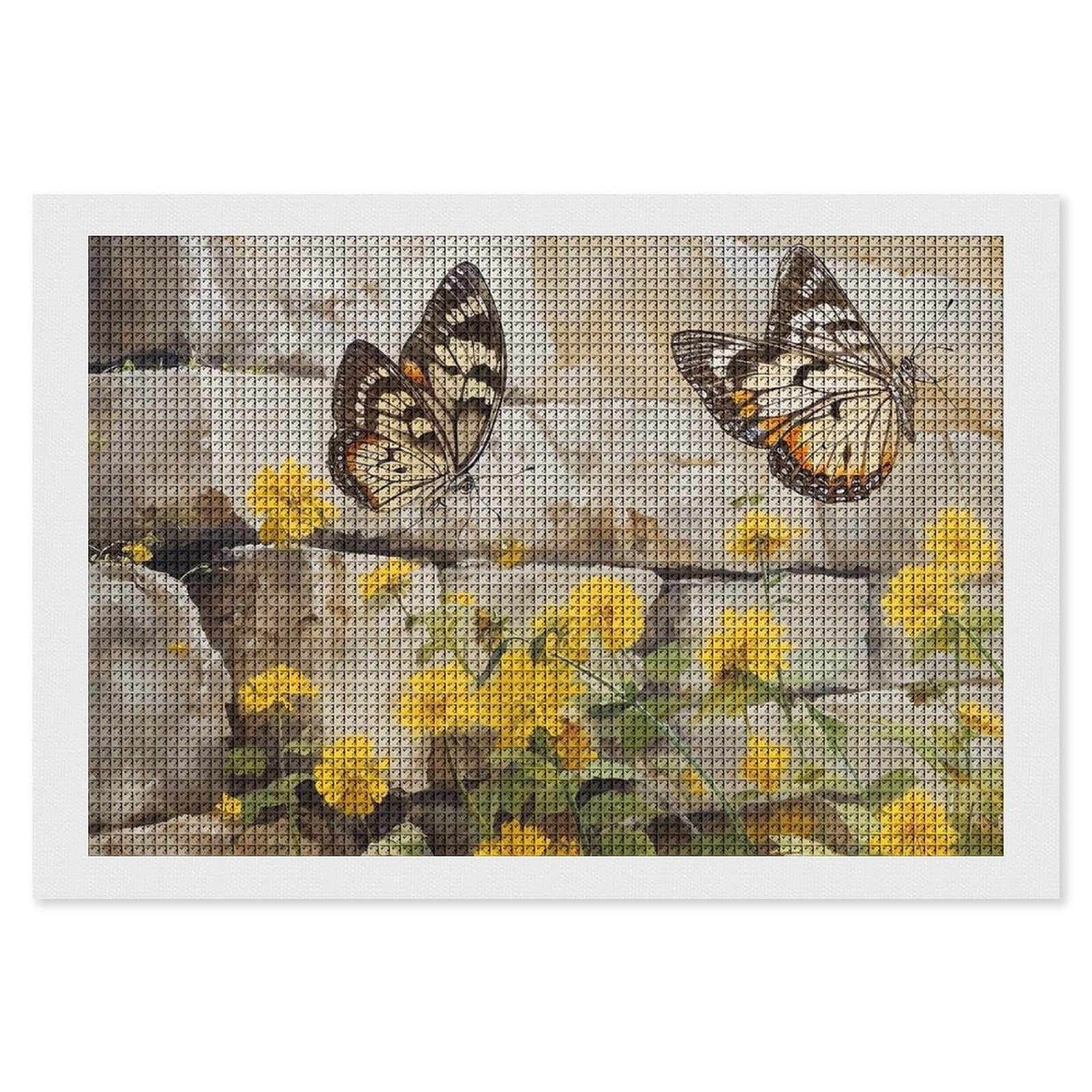 Butterfly on The Wall Diamond Art Kits for Adults, DIY 5D Diamonds Painting Kits for Beginner, Round Full Drill Diamond Dots Painting, 8"x12" Diamonds Pictures Gem Art and Crafts Wall Decor