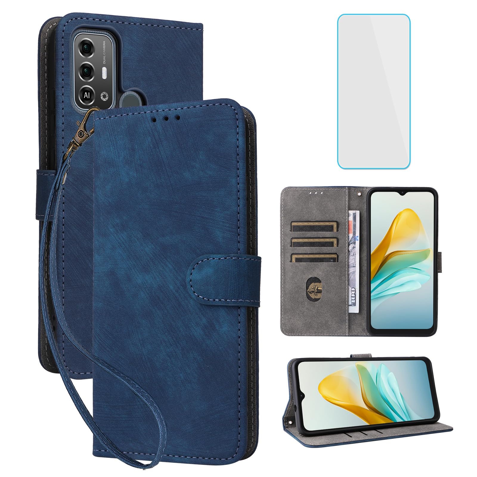 IUQXU for Nubia A76 Phone Case Wallet with Screen Protector [RFID