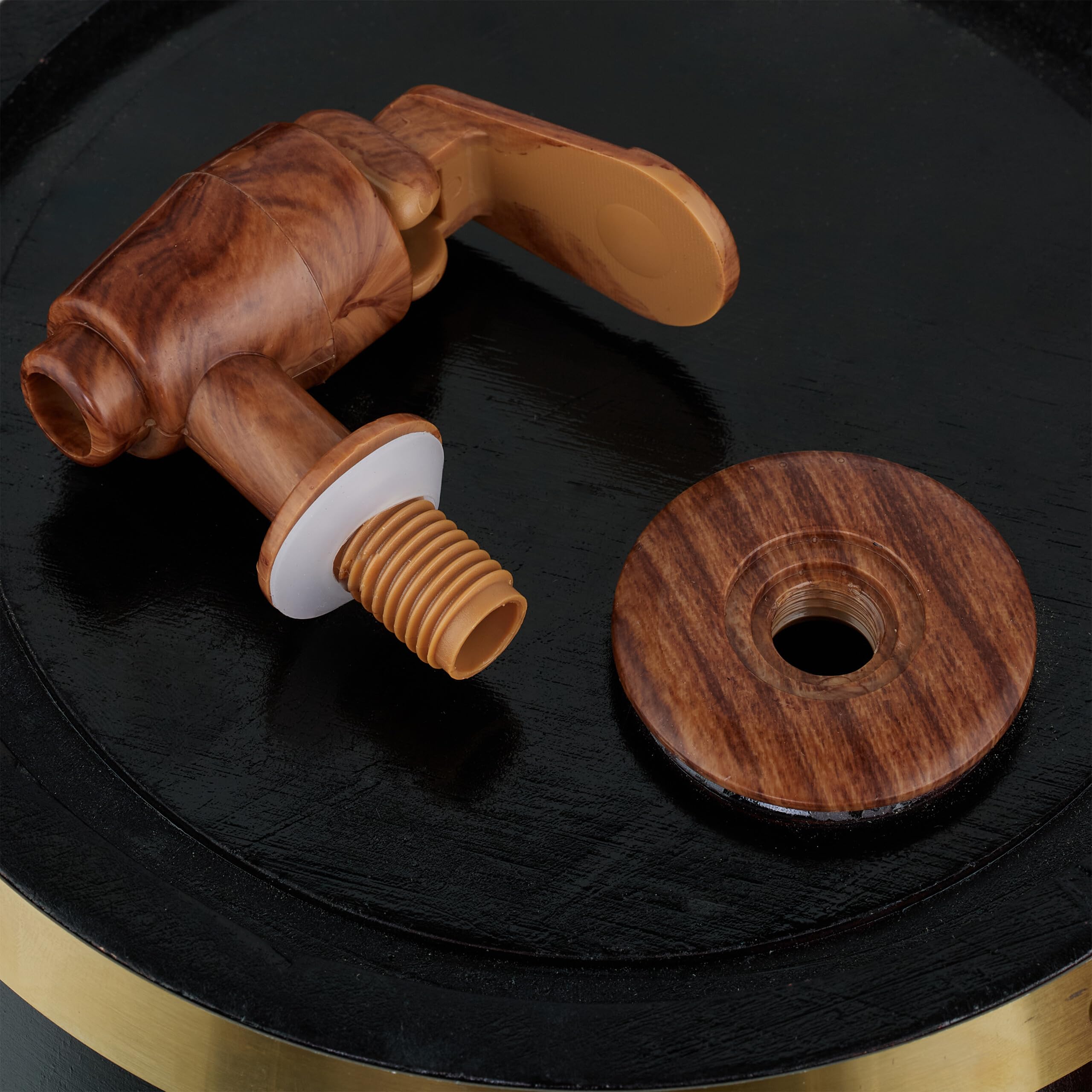 Relaxdays Barril Madera con Grifo y Base, Barrica 2,2 l, Dispensador de Whisky, Vino, Sidra, Licores, Negro/Rojo