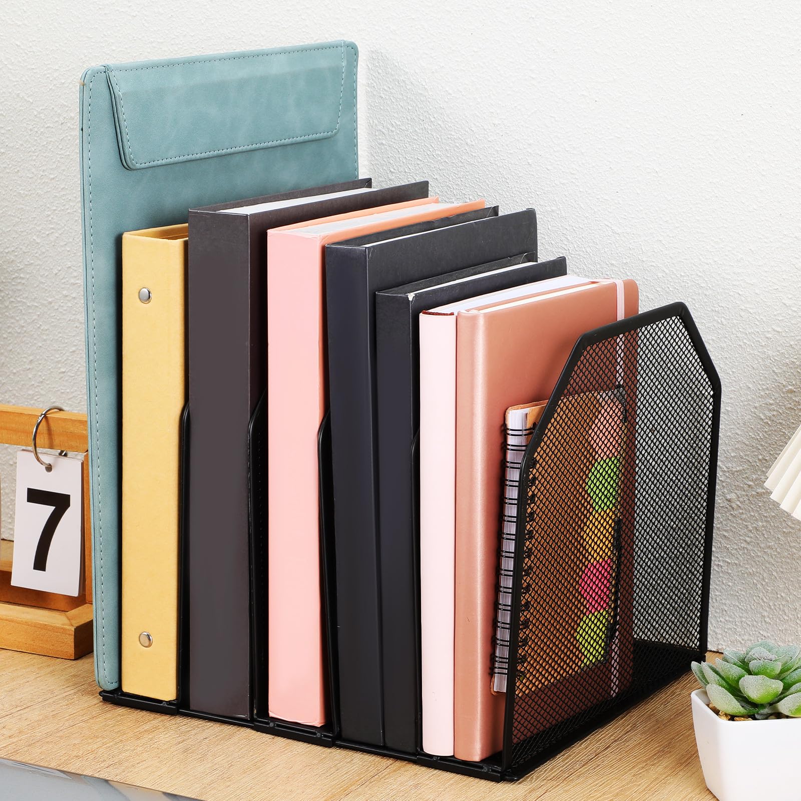 Moderner Schreibtisch Organizer aus Schwarzem Metall mit 5 Herausnehmbaren Fächern und Vielseitiger Nutzung für Homeoffice und Klassenzimmer