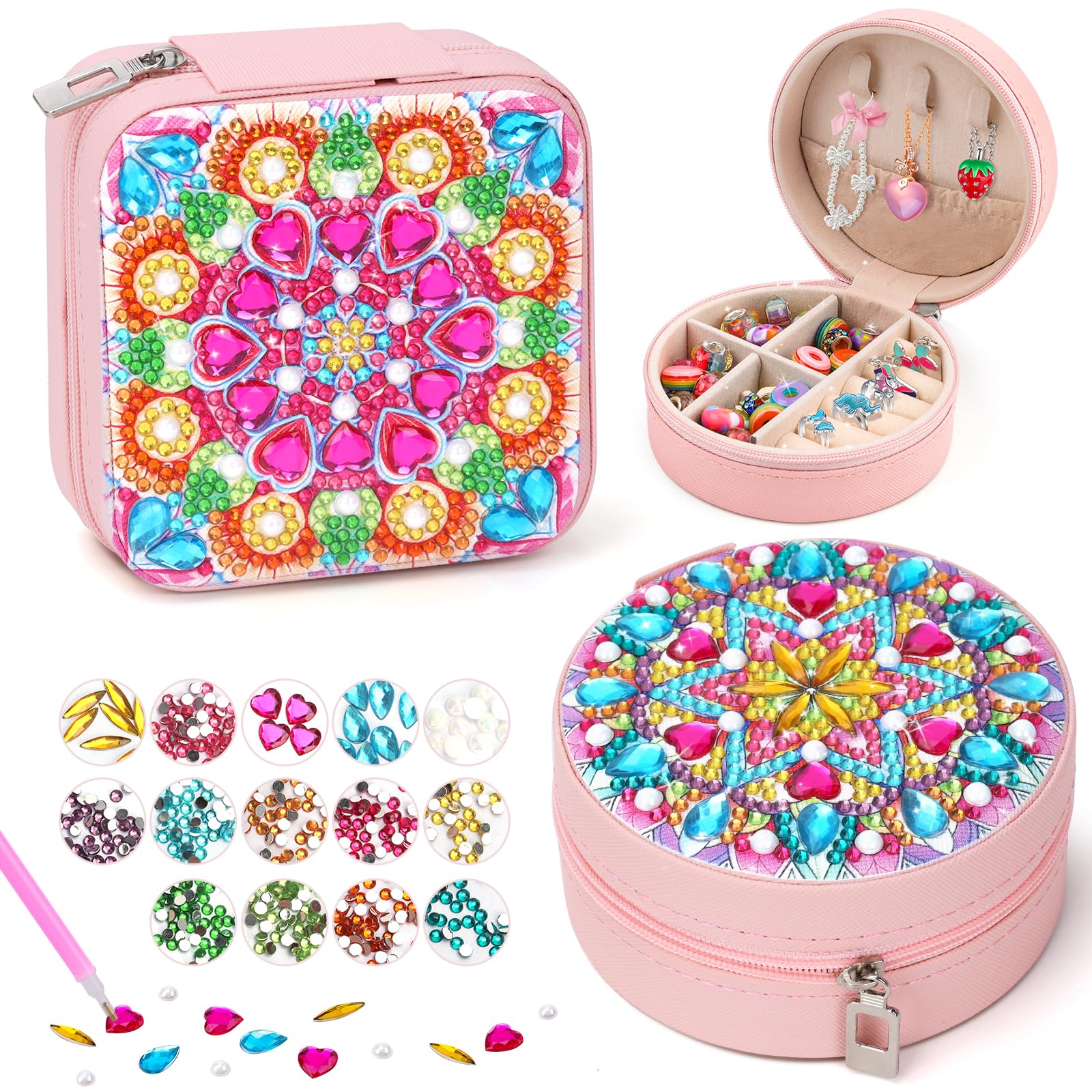 WhizWinks Diamond Art Jewellery Box for Girls: 2 PCS Craft Kits