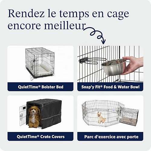 MidWest Homes for Pets Gabbia per cani iCrate a due porte, lunga 90,42 cm, con vaschetta a tenuta stagna, piedini protettivi, pannello divisorio e caratteristiche brevettate, nero, Modello 1536DDU - 9