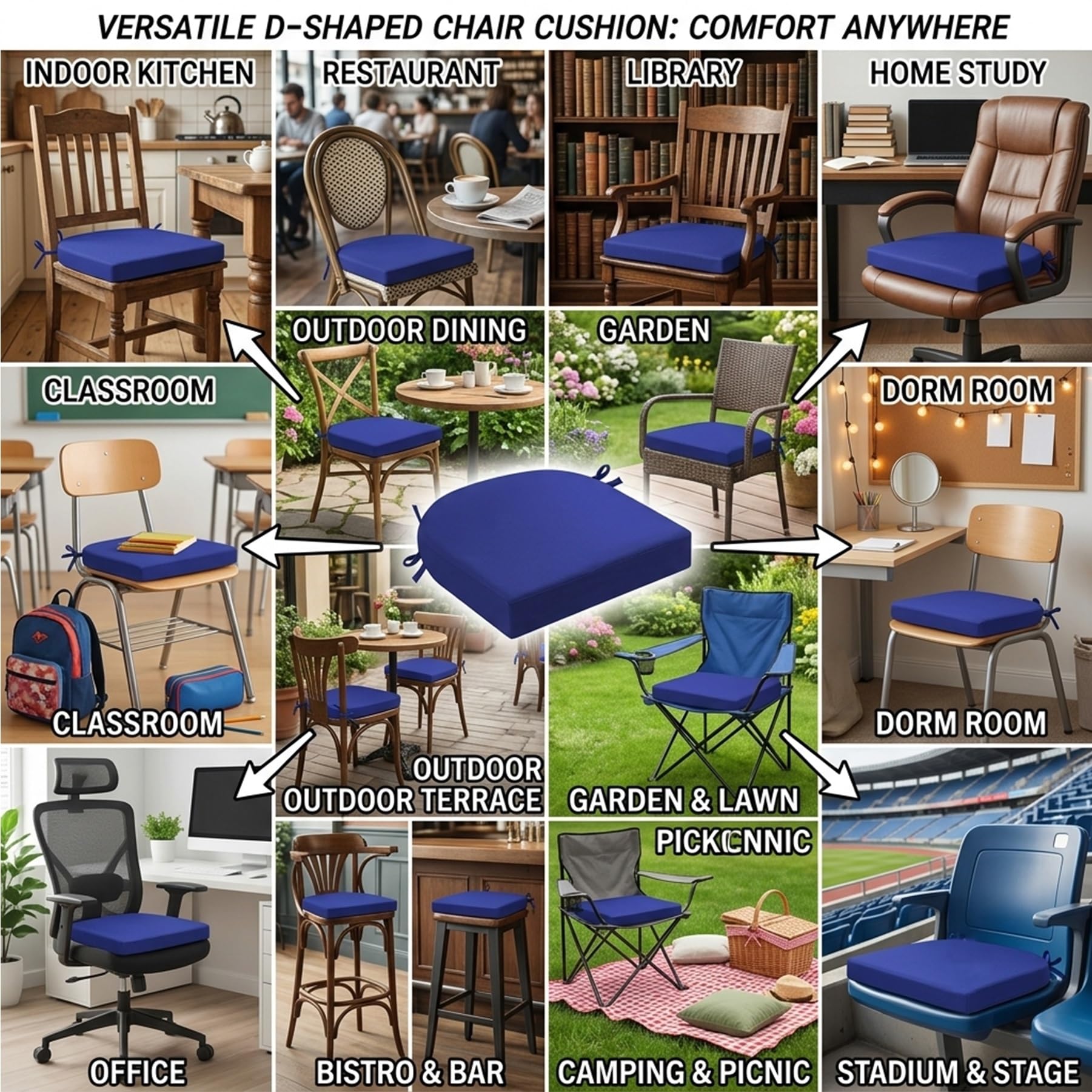 Cuscino Ergonomico A Forma Di U per Sedie Da Interno Ed Esterno, L'imbottitura In Schiuma Ad Alta Resilienza Offre Comfort Tutto Il Giorno per Sedie Da Pranzo E Mobili Da Patio In Rattan