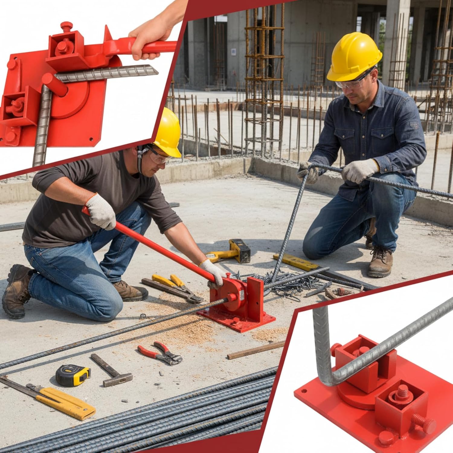 Zonon Rebar Rod Bender Metal Rebar Bender Tool metal Bending Tool Hand Operated 0.04 Inch to 0.79 Inch Extendable Indexing Bending Machine Manual for Construction Site and Home Use