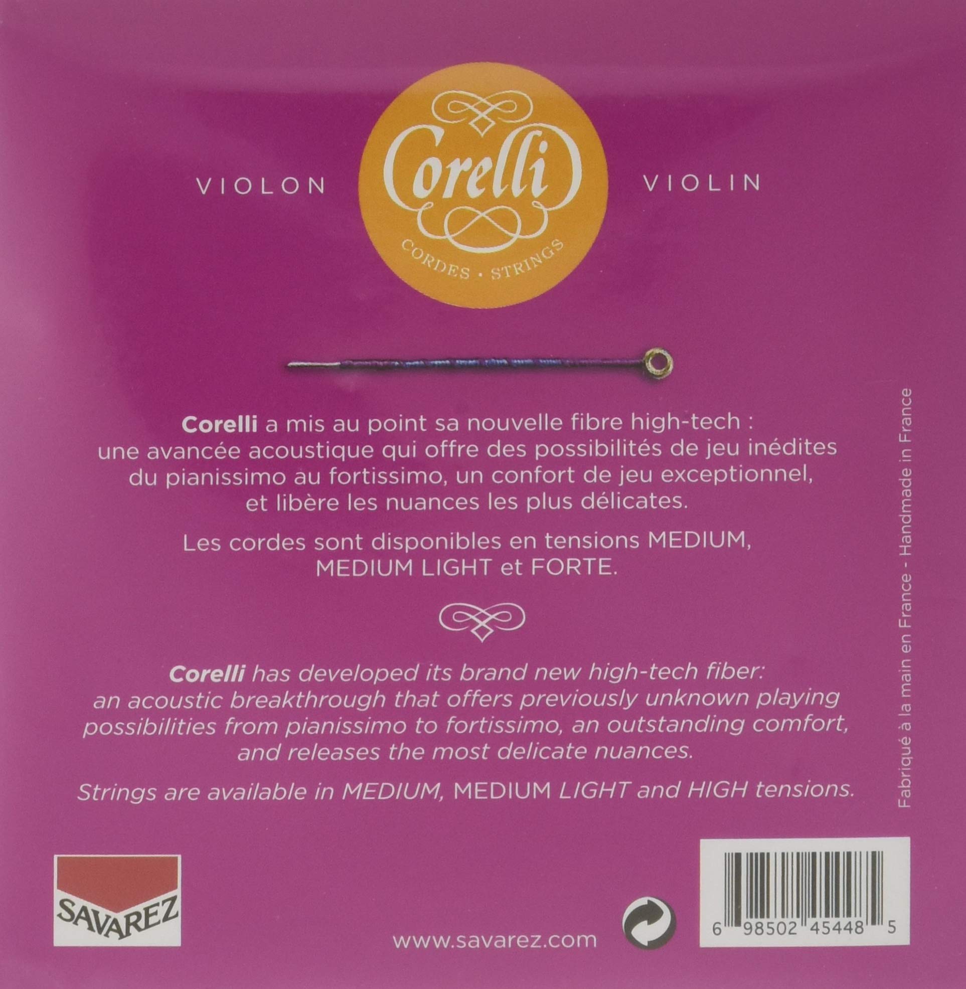 Corelli Violin Saiten Cantiga Satz mit Schlinge Forte 900F