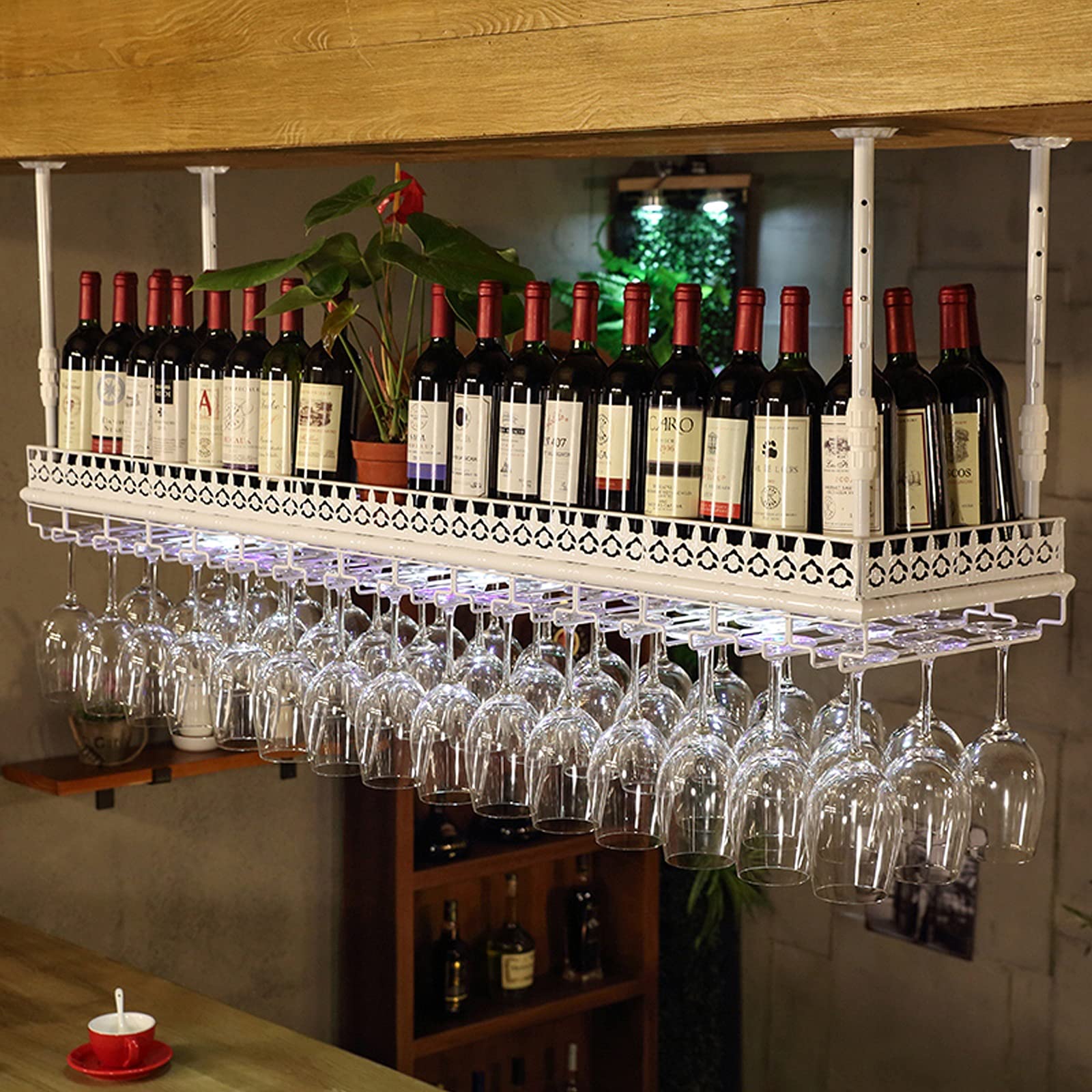 Étagère à vin industrielle réglable en métal vintage 60x35cm pour bar