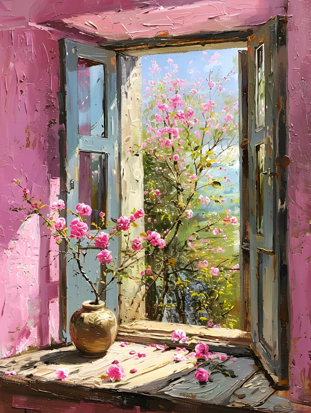 Jigspsyzh Dipingere con i numeri, fiori per adulti, kit per pittura a olio per principianti e adulti, con 4 pennelli e vernice acrilica, 40 x 50 cm (un mazzo di fiori