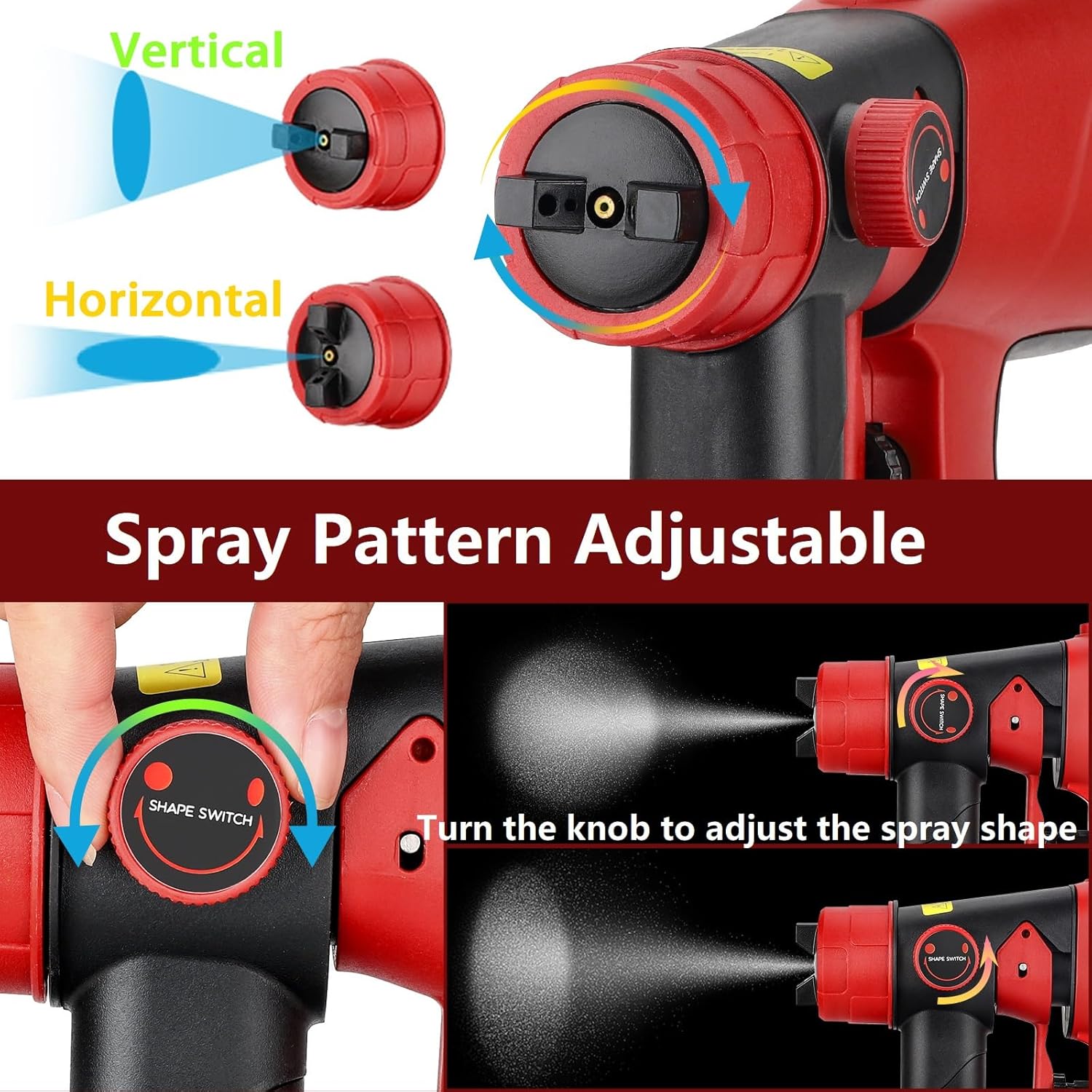 Cordless Paint Sprayer Compatible with Milwaukee M18 18V Battery 1000ml Capacity HVLP Spray Paint Gun 3 Patterns and 4 Nozzles for Wall Fence Furniture House Painting(Battery Not Included)