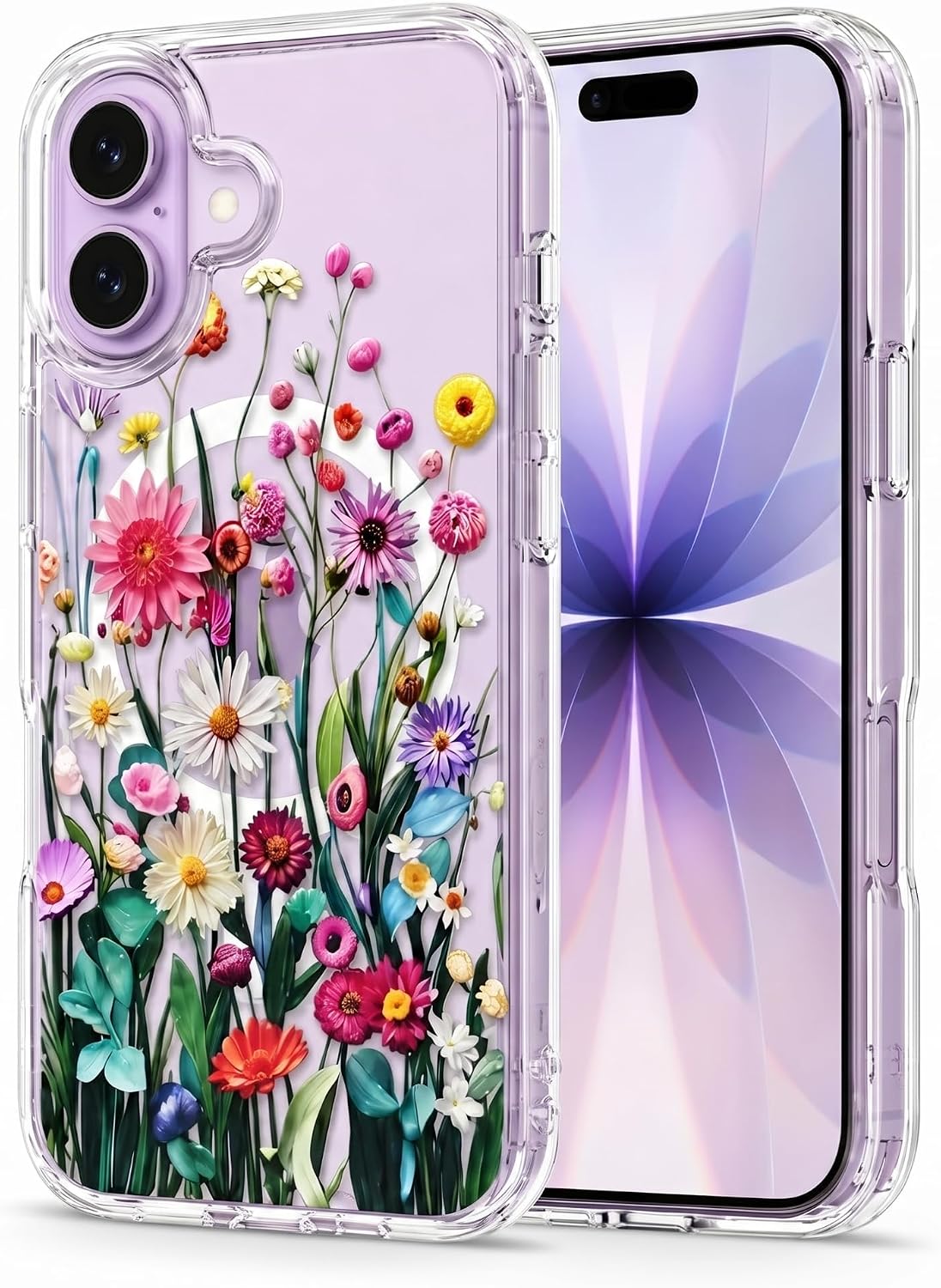 for iPhone 17 Case, Compatible with MagSafe Clear Wildflower Bouquet Floral Design, Cute Aesthetic Non-Yellowing Slim Shockproof Cover, Gift for Women Girls