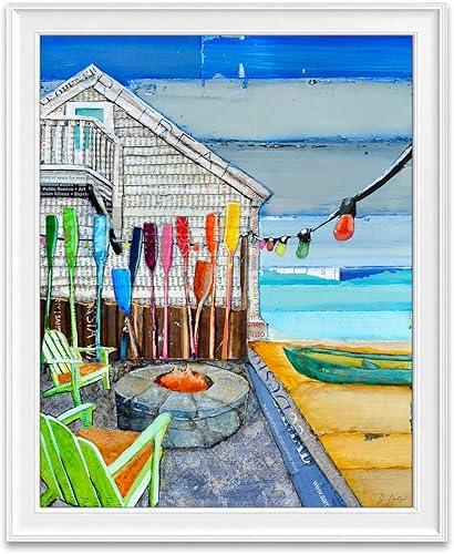 Ocean View -Danny Phillips Art Print, Unframed, Mixed Media Collage Painting, Nautical Coastal Beach Artwork Wall Decor, Fine Art Poster, 8x10 Inches