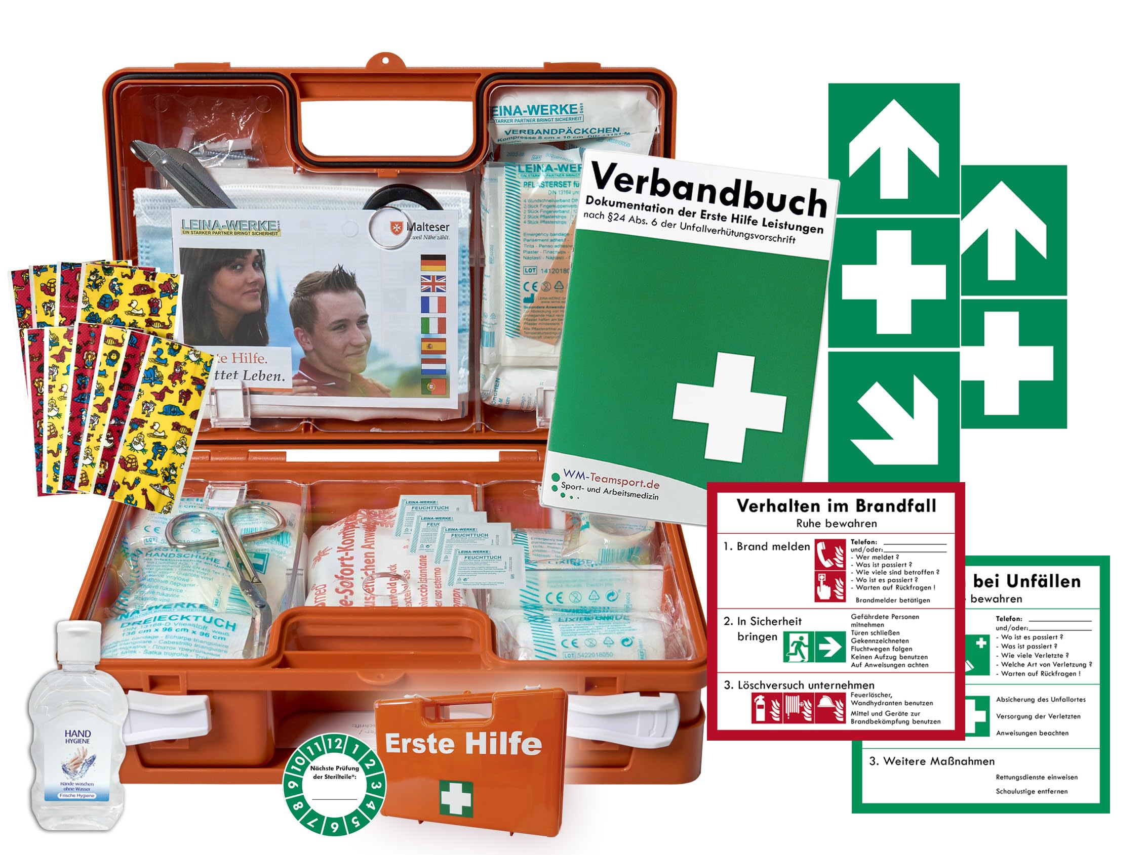 Erste-Hilfe-Koffer KITA M1 -Paket 1- nach aktueller DIN/EN 13157 für Betriebe + DIN/EN 13164 für KFZ incl. 1.Hilfe Aufkleber & Hygiene-Gel