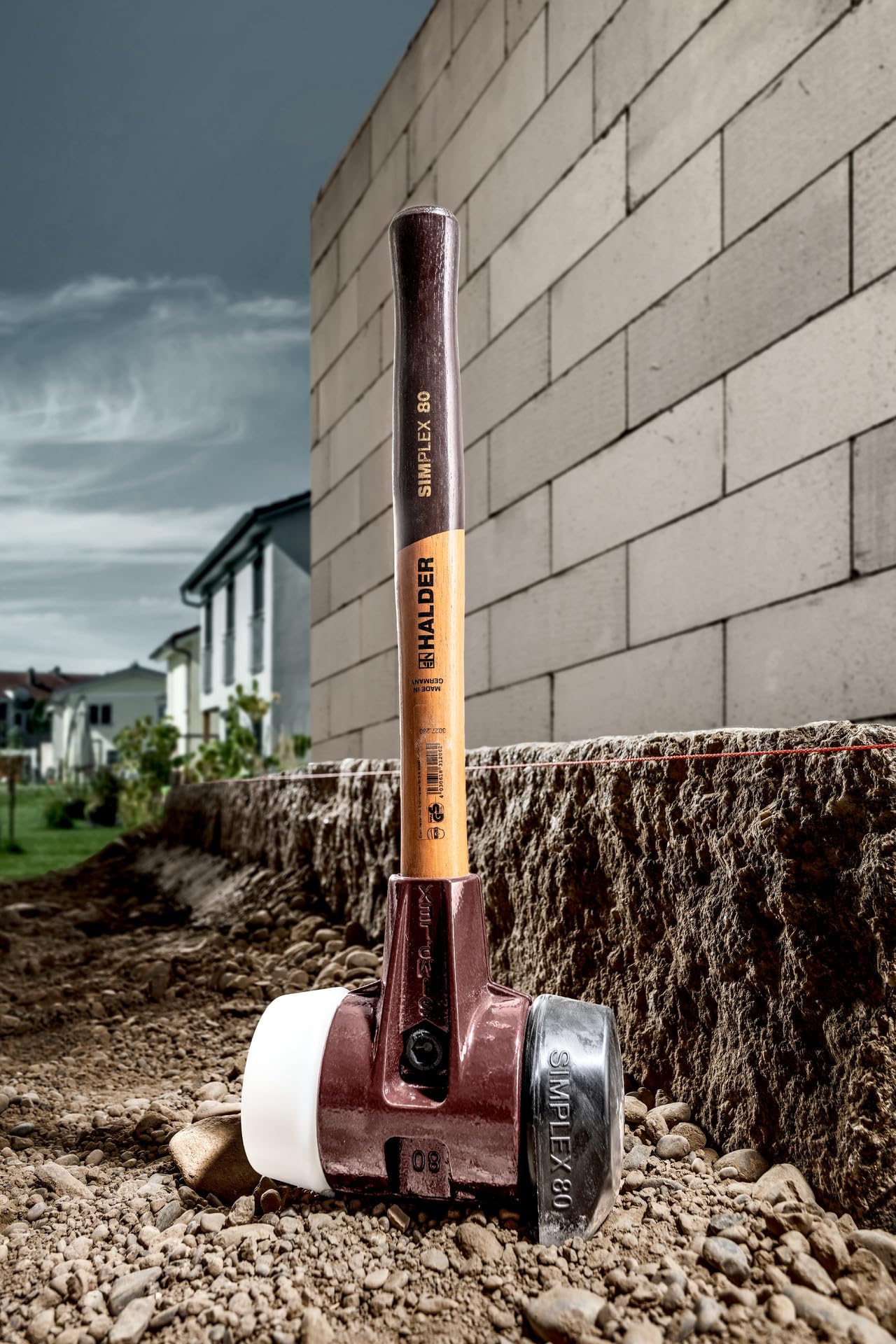 SIMPLEX-Schonhammer, Gummikomposition, mit Standfuß/Superplastik; mit Tempergussgehäuse und hochwertigem Holzstiel | D=60 mm | 3027.260