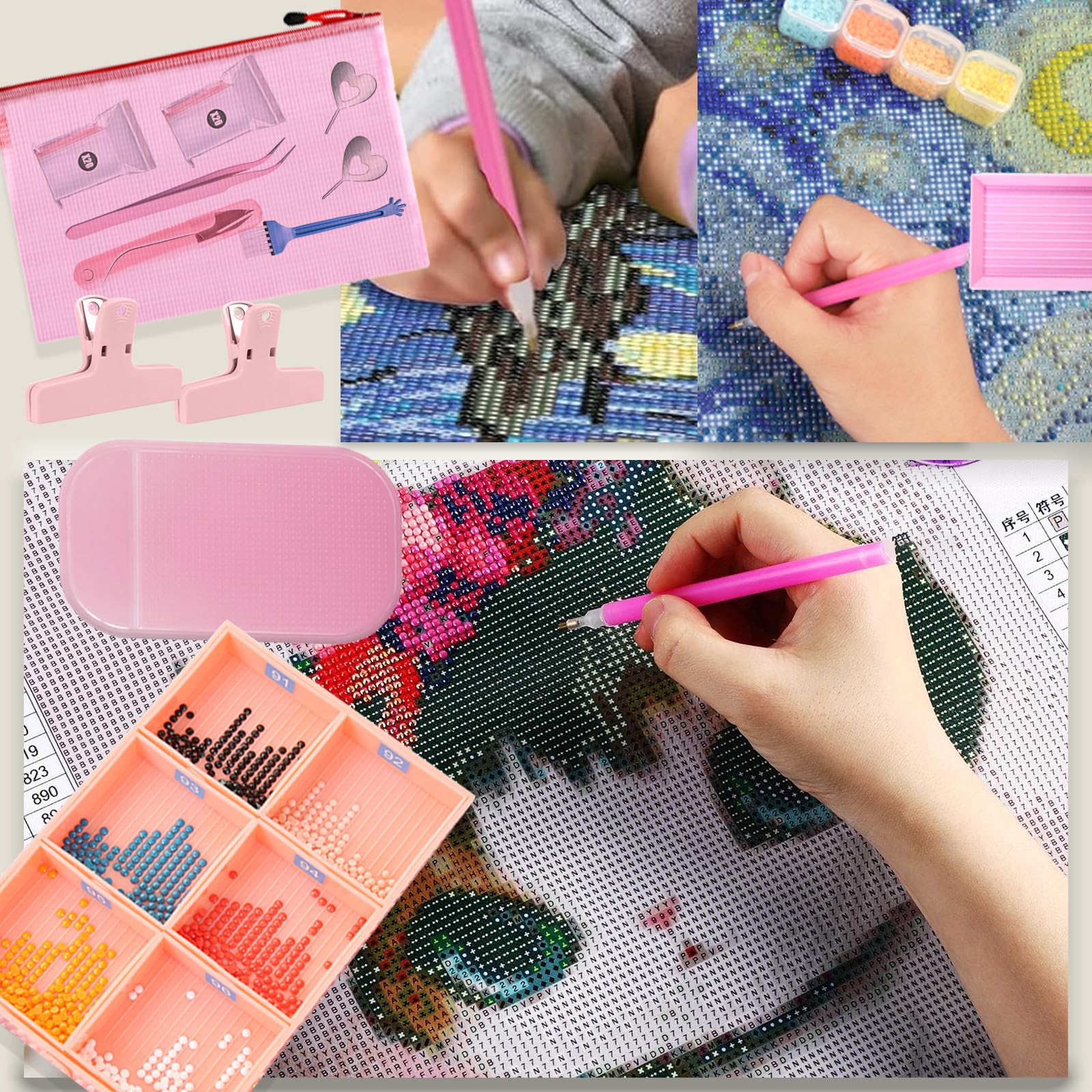 161pcs All-Inclusive Strumenti di Pittura Diamante Fai da Te 5D Diamond Painting Tool Set Diamond Art Accessori Kit con A4 Diamond Painting Light Pad, Diamond Art Sealer Colla per DIY Craft