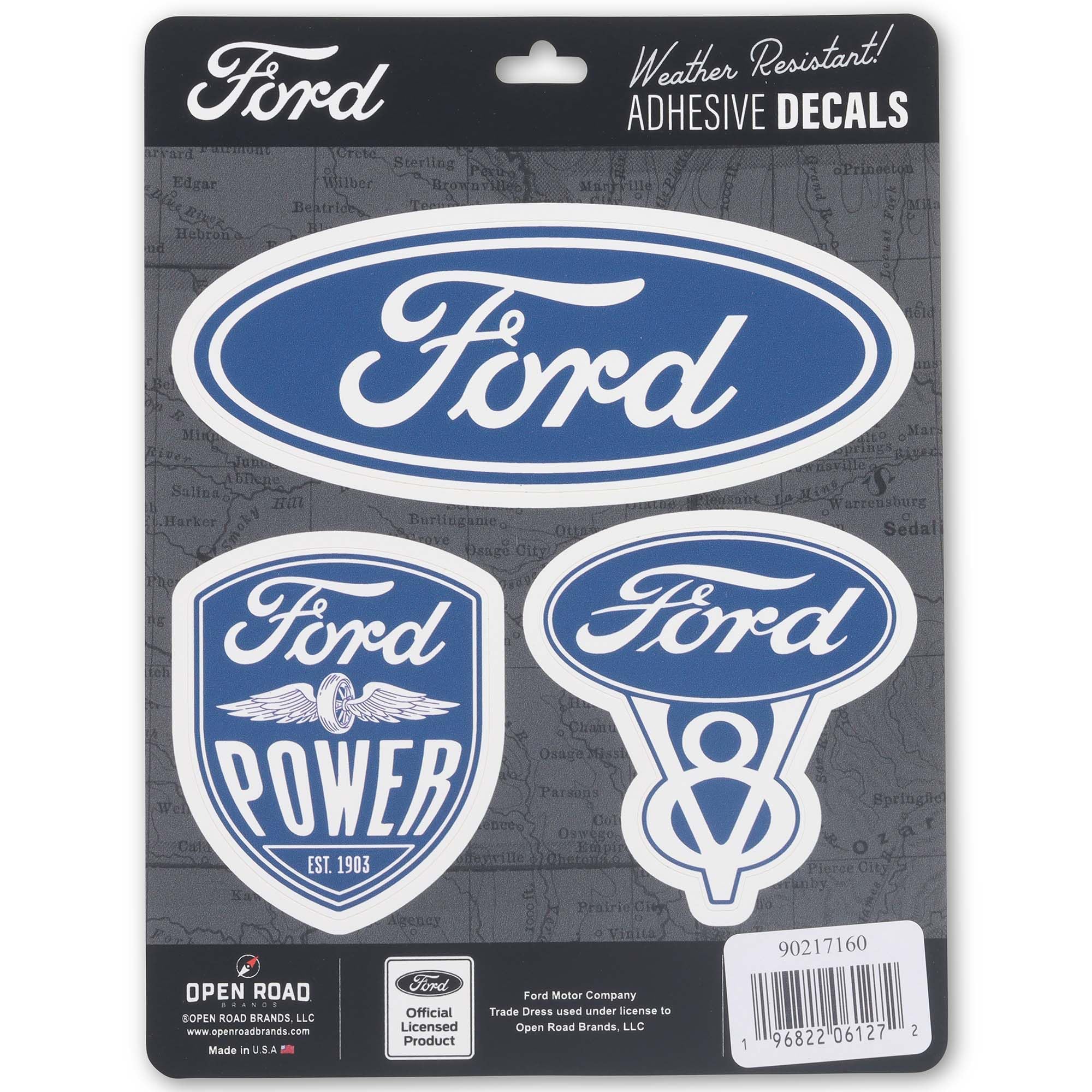 Ford Logo Adhesive Vinyl Decals - Set of Ford Stickers for Car, Window, Water Bottle or Laptop