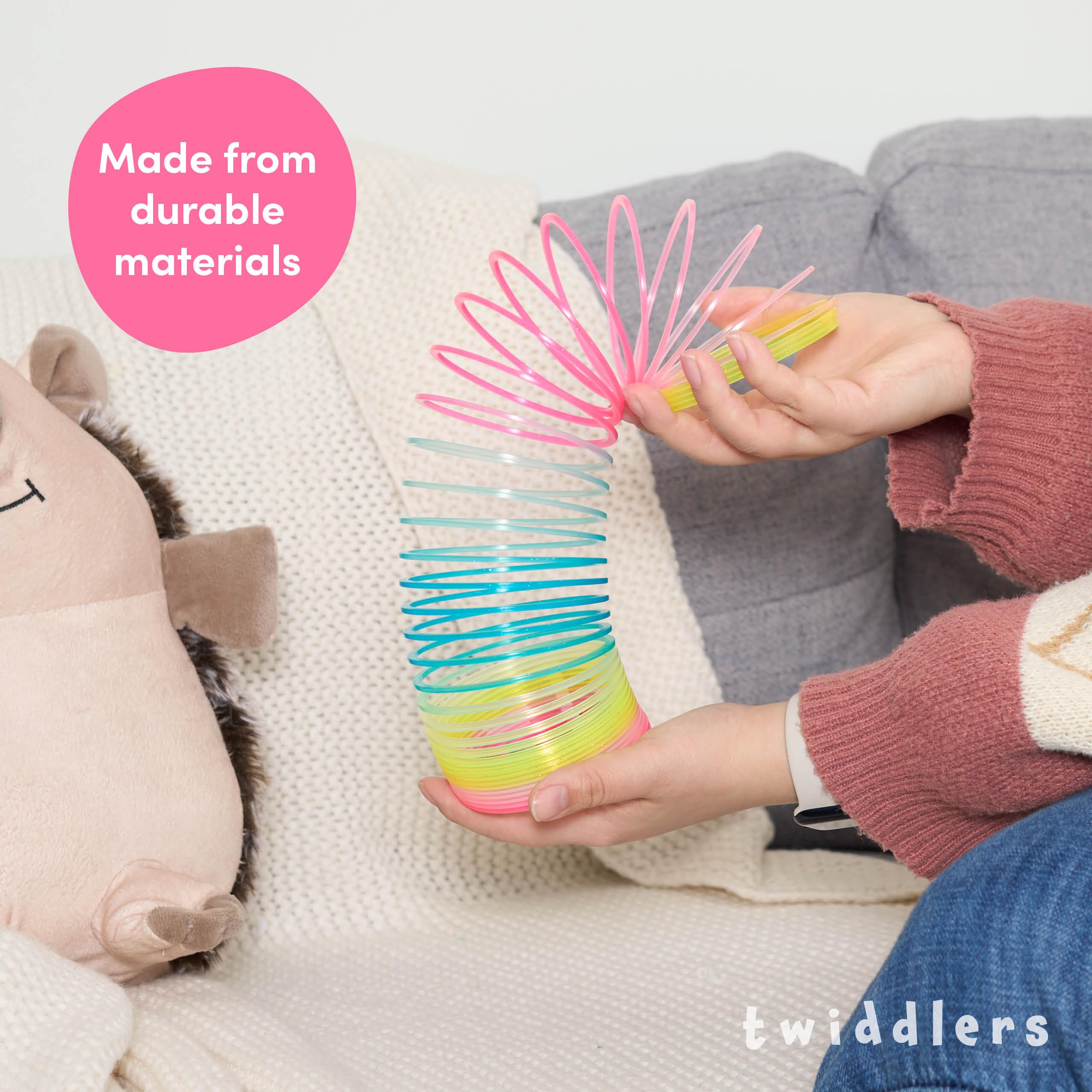 THE TWIDDLERS Confezione da 3 Grandi Molle magiche Arcobaleno - Giocattolo Perfetto Come regalino, per Calze di Natale, ECC