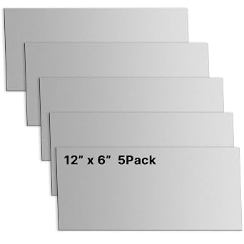 5 Pack 20 Gauge Sheet Metal Steel, 12" x 6" Cold Rolled Steel Sheet Plate,Durable Weldable Plate for DIY, Auto Repair, Industrial Projects