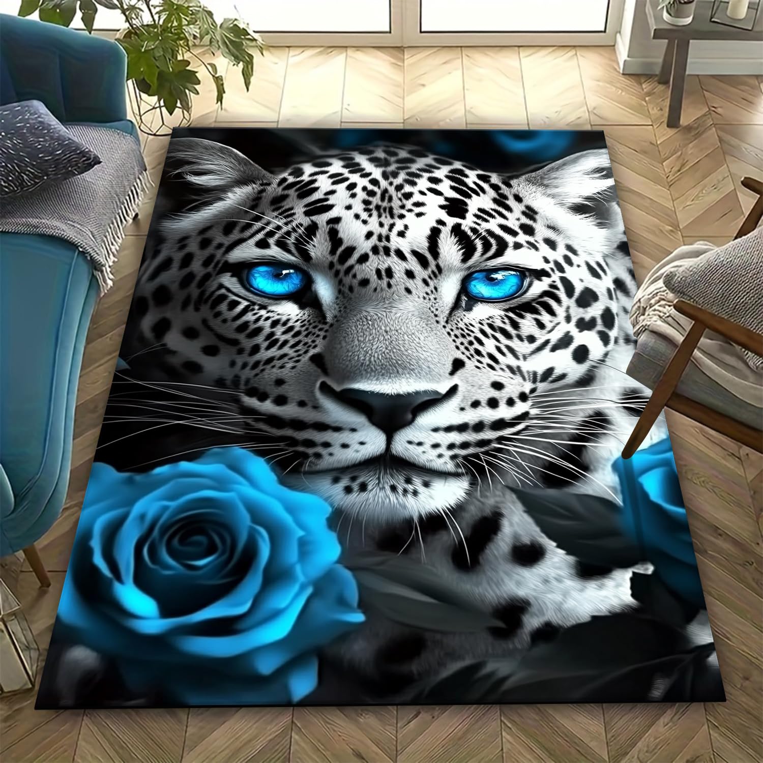 Tapis léopard de salon 160x230 cm lavable et antidérapant pour chambre