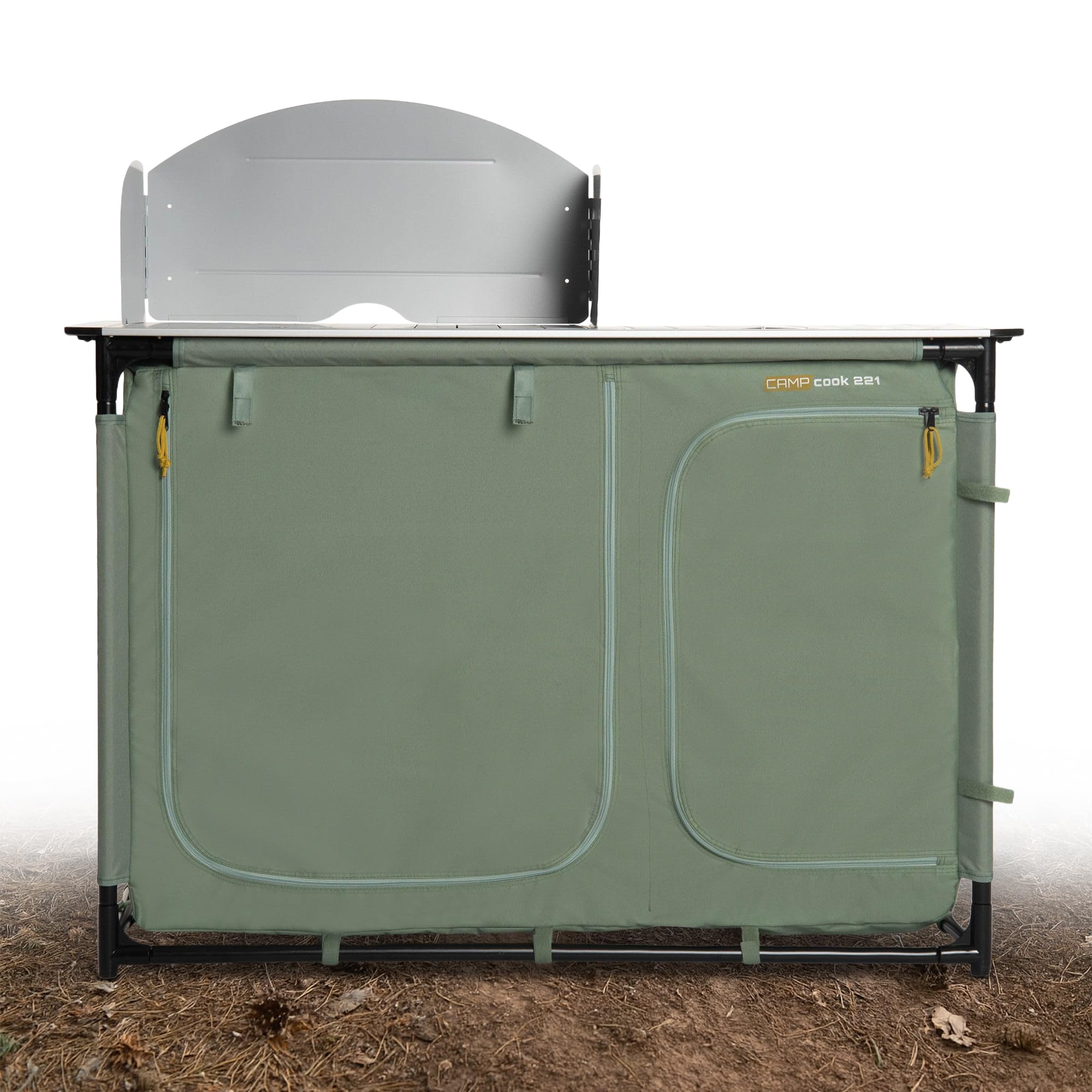 KADVA CAMPCook 221 Camping Küchenschrank faltbar 48,5x121x83,5 cm Campingschrank aus strapazierfähigen Materialien Leichte und stabile Konstruktion Einfacher Aufbau und Transport Farbe Grün