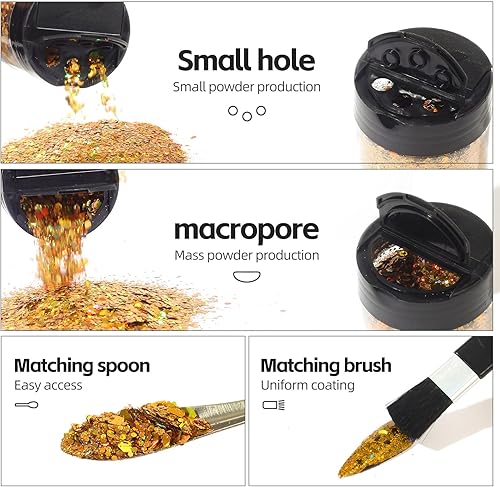 Miniatura 5 de AARDWO - Purpurina para manualidades, 14.48 oz, 10 frascos de purpurina con herramientas, purpurina vibrante multiusos para cuerpo, sombra de ojos,