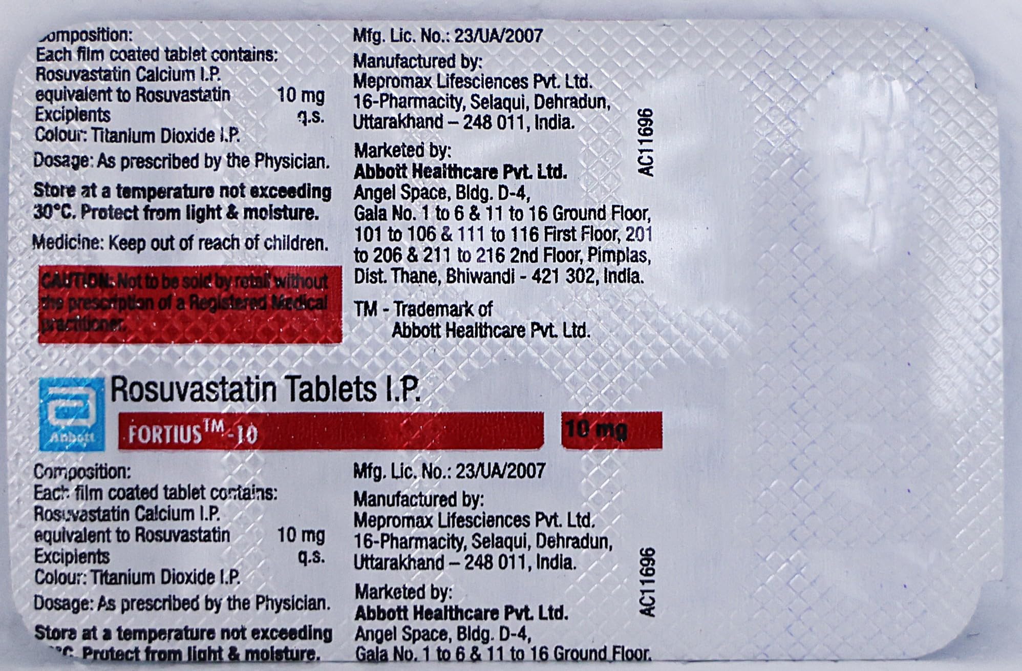 Fortius-10 - Strip of 10 Tablets
