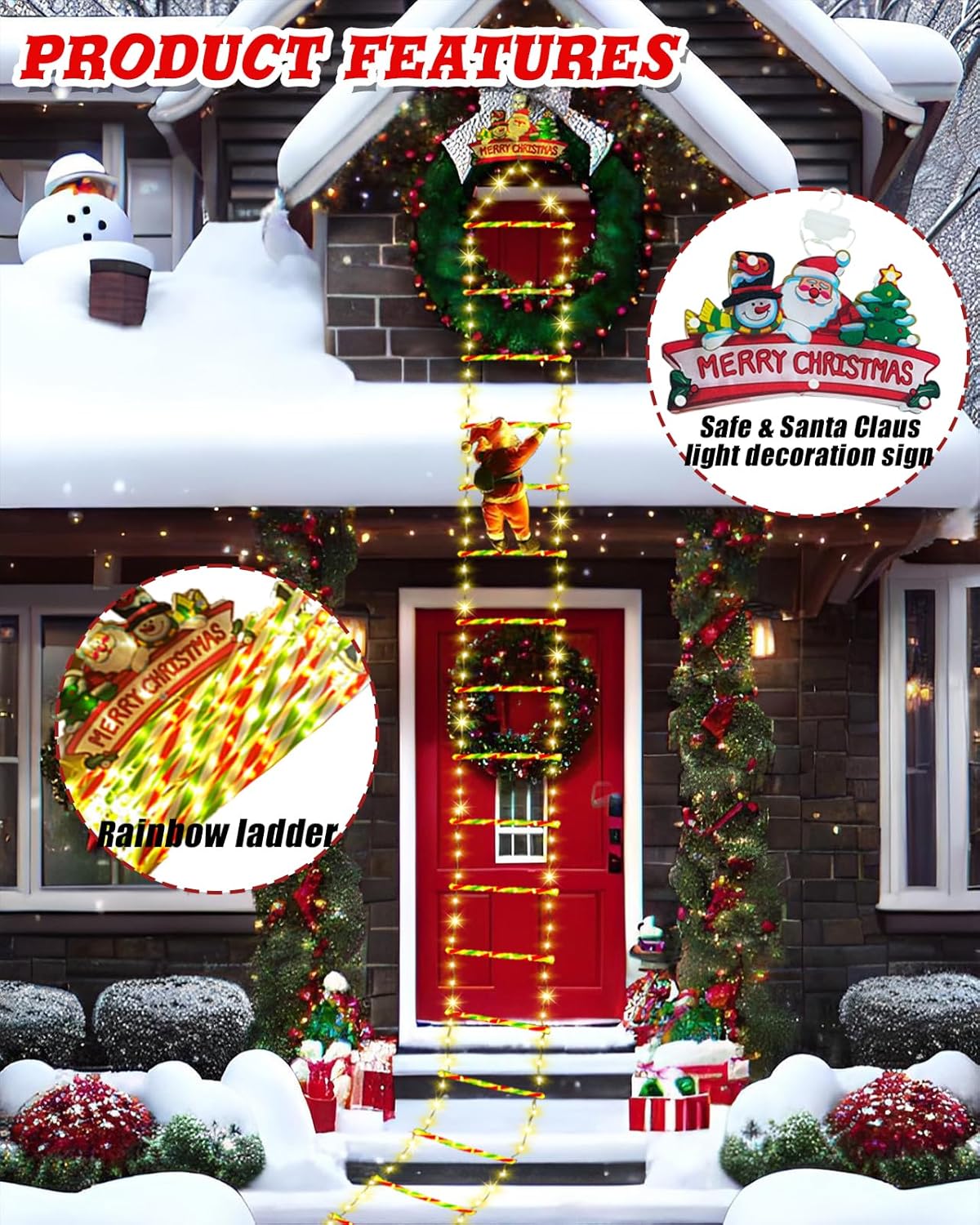 Luces Navideñas De Escalera Con Papá Noel - 3 Metros, 8 Modos, Mando A Distancia Y Resistente Al Agua