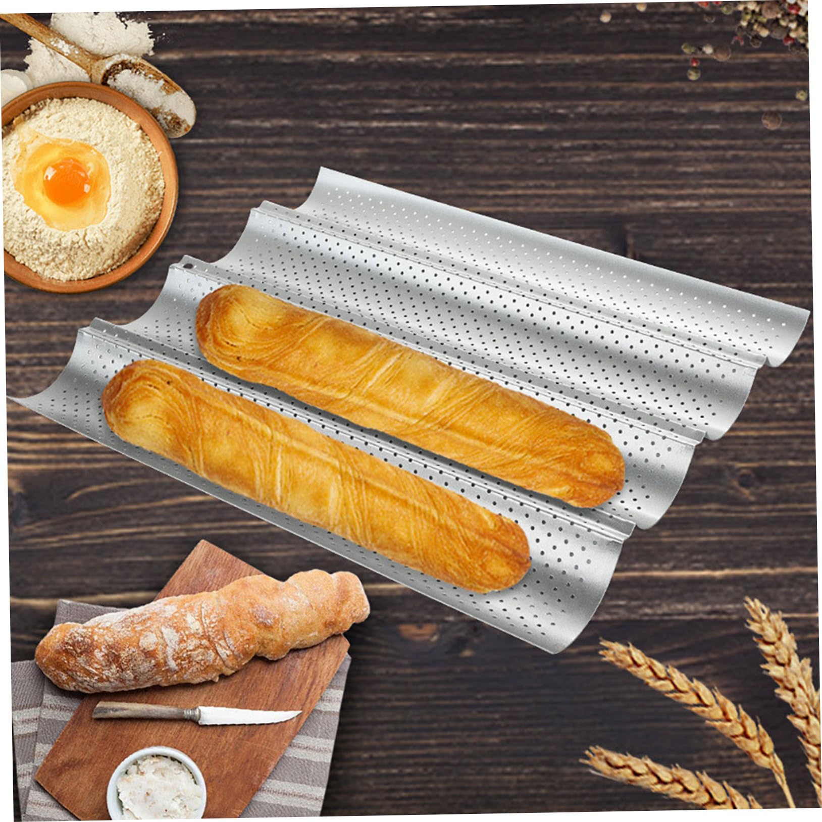 BRIGHTFUFU Four Groove Baking Pan for French Bread Non Stick Household Baking Tray for Daily Baking and Homemade Loaves Friends and Family