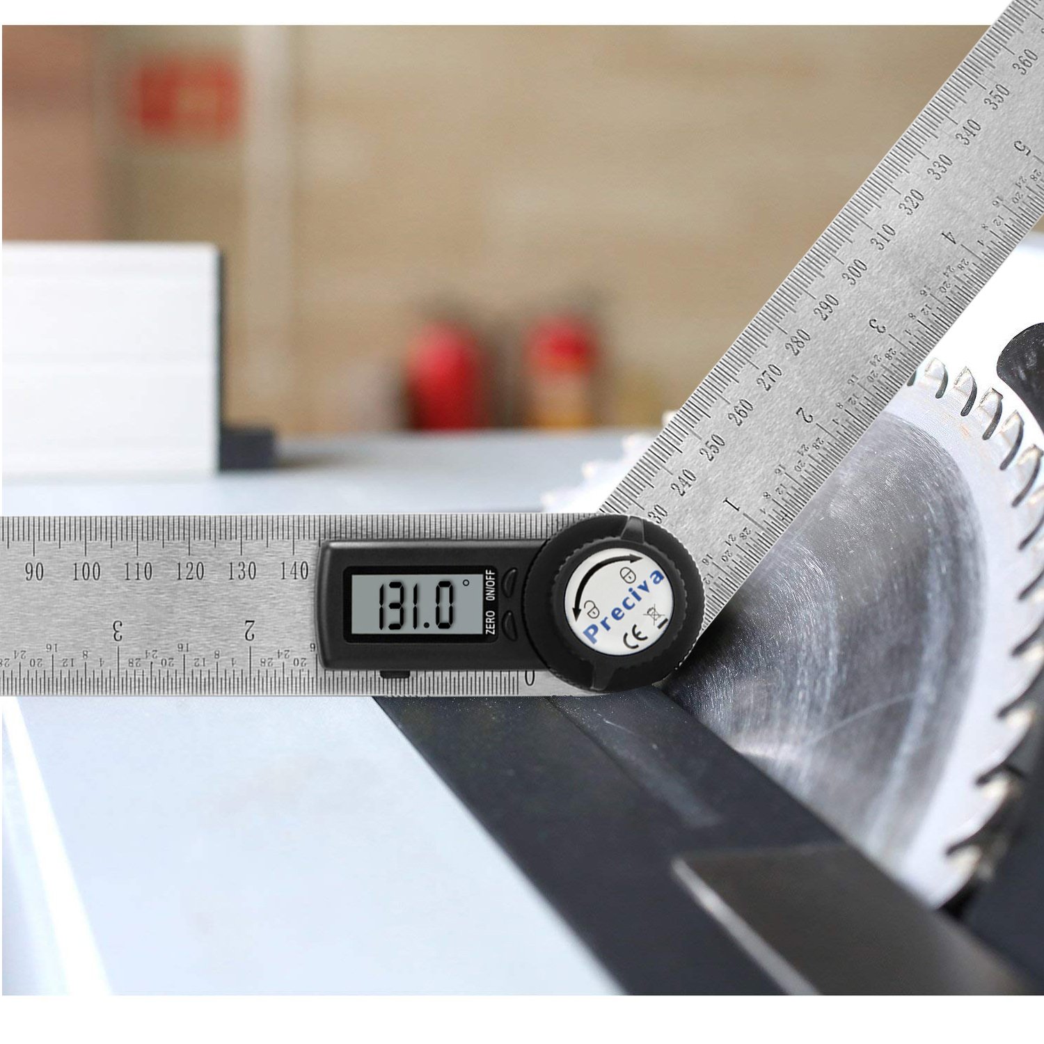 Règle D'angle Numérique, Preciva Rapporteur, Mesure de Longueur 400 mm et Angle en Acier Inoxydable avec Maintien, Zéro et Grand Ecran LCD, Système Mm/Inch, pour le Travail du Bois, Construction