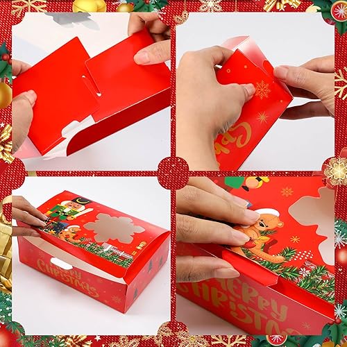 Miniatura 3 de 24 cajas de galletas de Navidad para regalo, cajas de golosinas de Navidad con ventana, recipientes de galletas de Navidad de 8.7 x 5.7 x 2.8