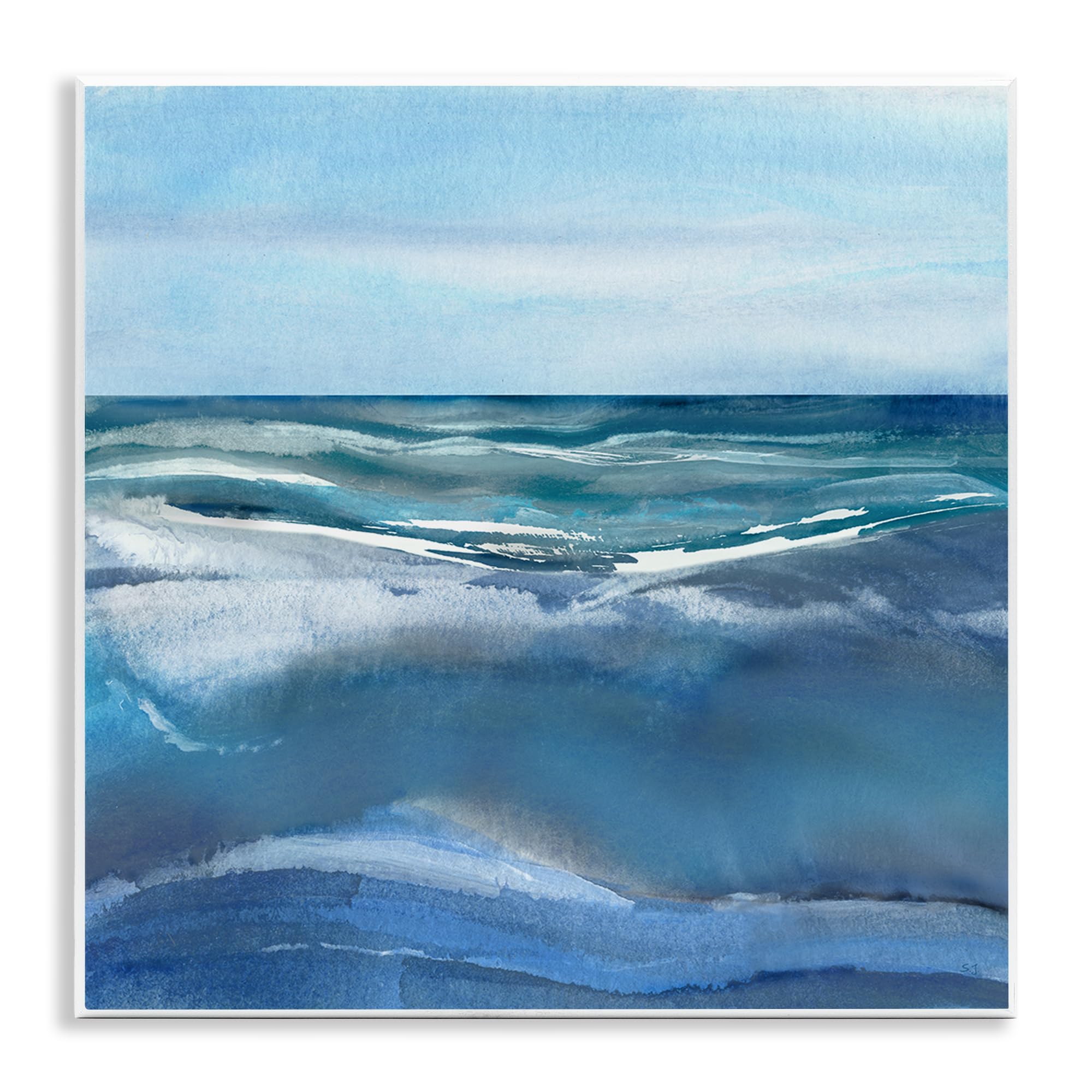Stupell Industries 'Calm Seas under Soft Sky', Wall Plaque Art, 12 x 12 Inches, Easy to Hang and Sturdy, Made in USA, by Susan Jill