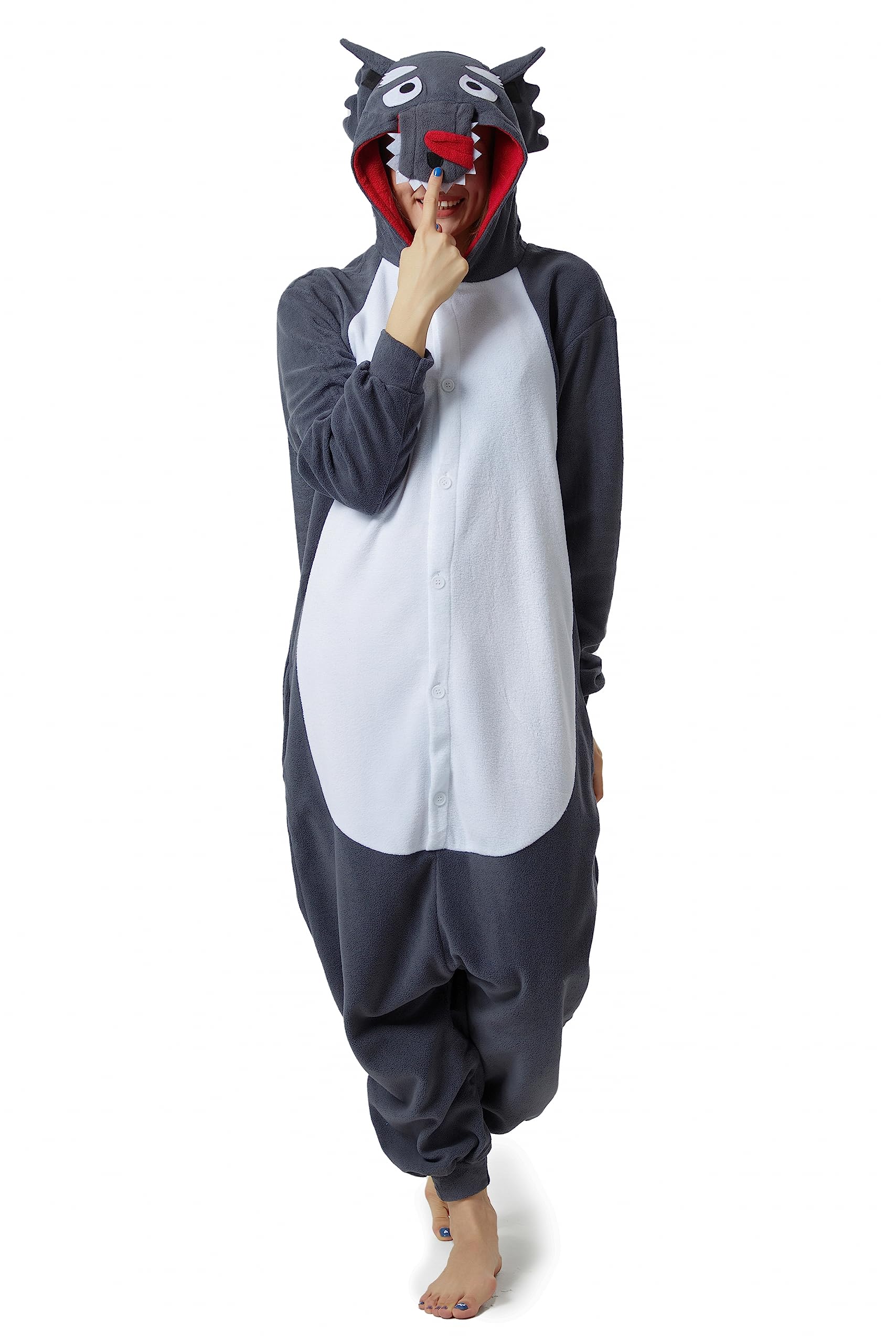 RANSUU Relaxo Costume Wolf Onesie Jumpsuit Animal Relax Costume Duckbill Women Men Pyjamas Fancy Dress Halloween Pyjamas Cosplay Adult Carnival Onesie